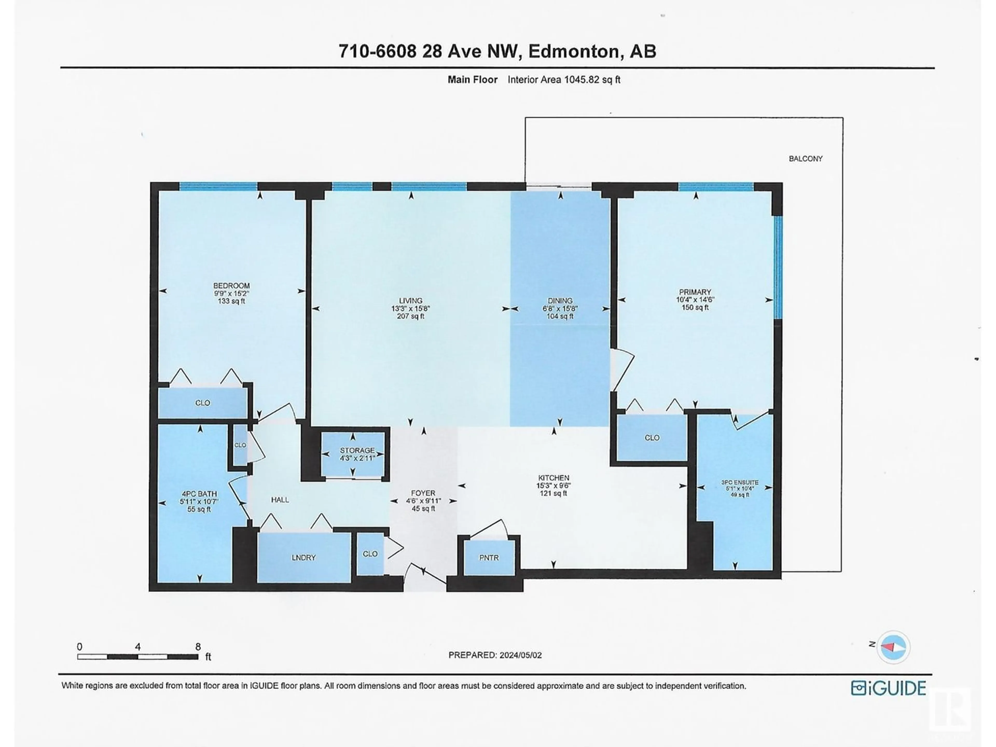 Floor plan for #710 6608 28 AV NW, Edmonton Alberta T6K2R1