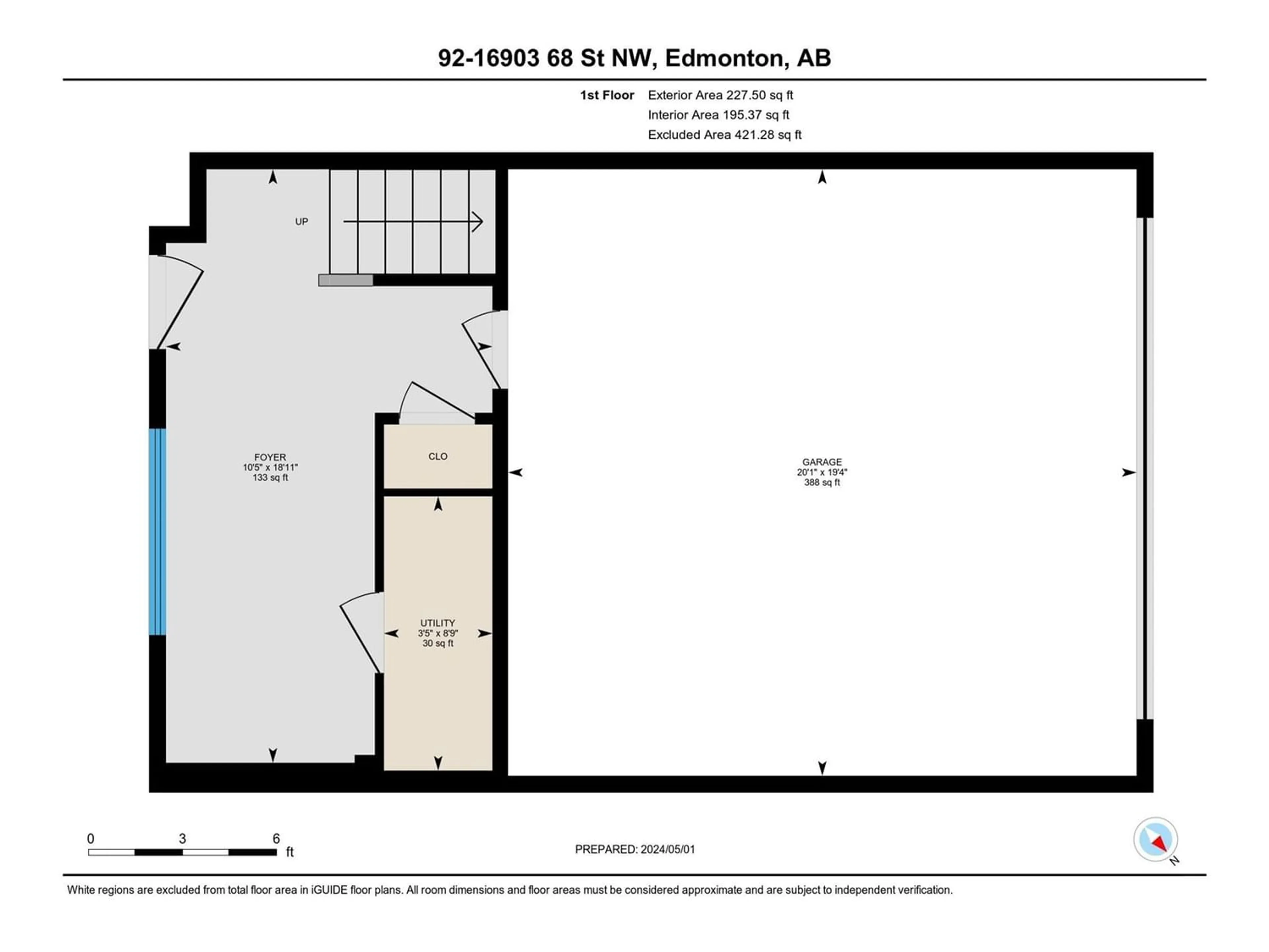 Floor plan for #92 16903 68 ST NW, Edmonton Alberta T5Z0R1