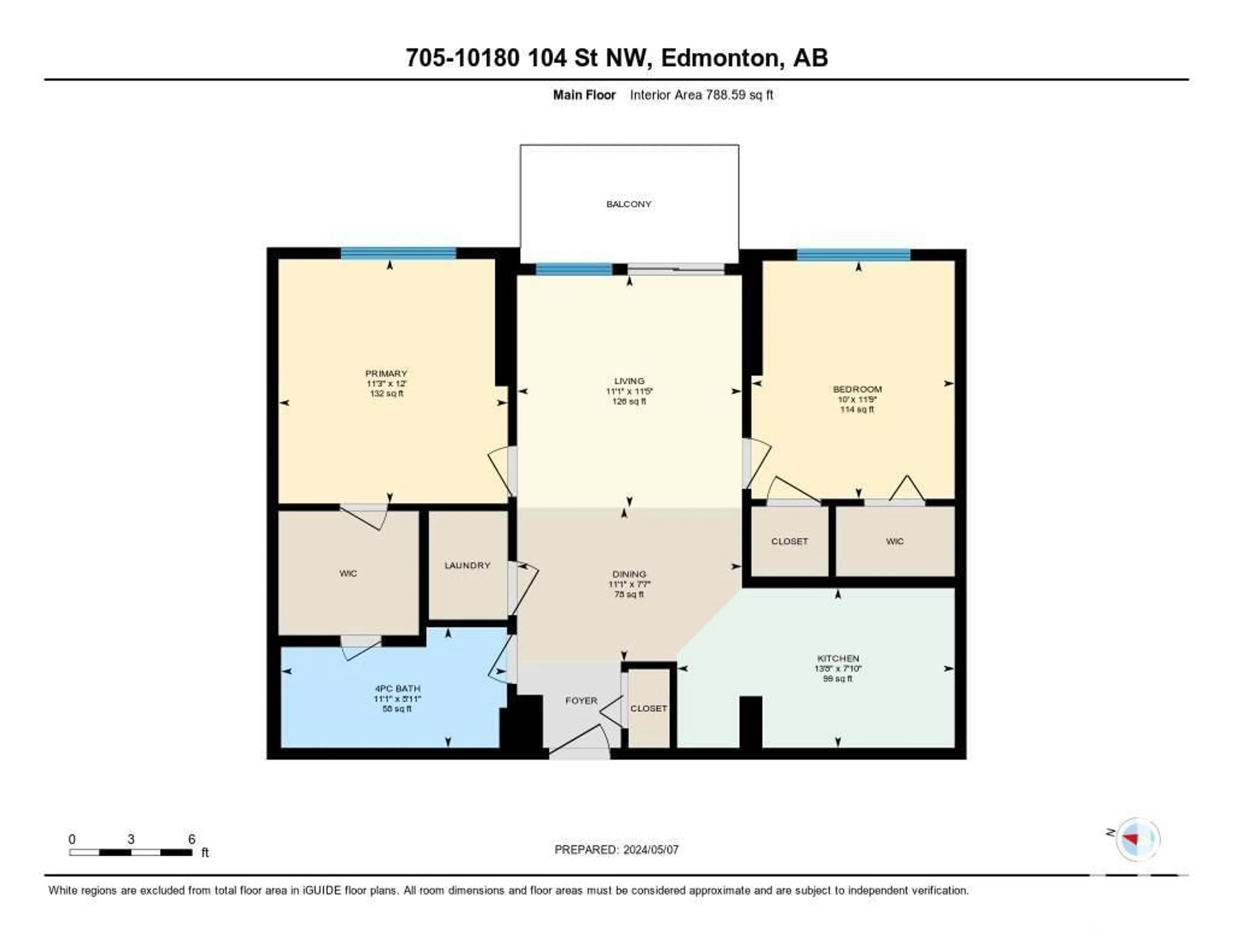Floor plan for #705 10180 104 ST NW, Edmonton Alberta T5J1A7