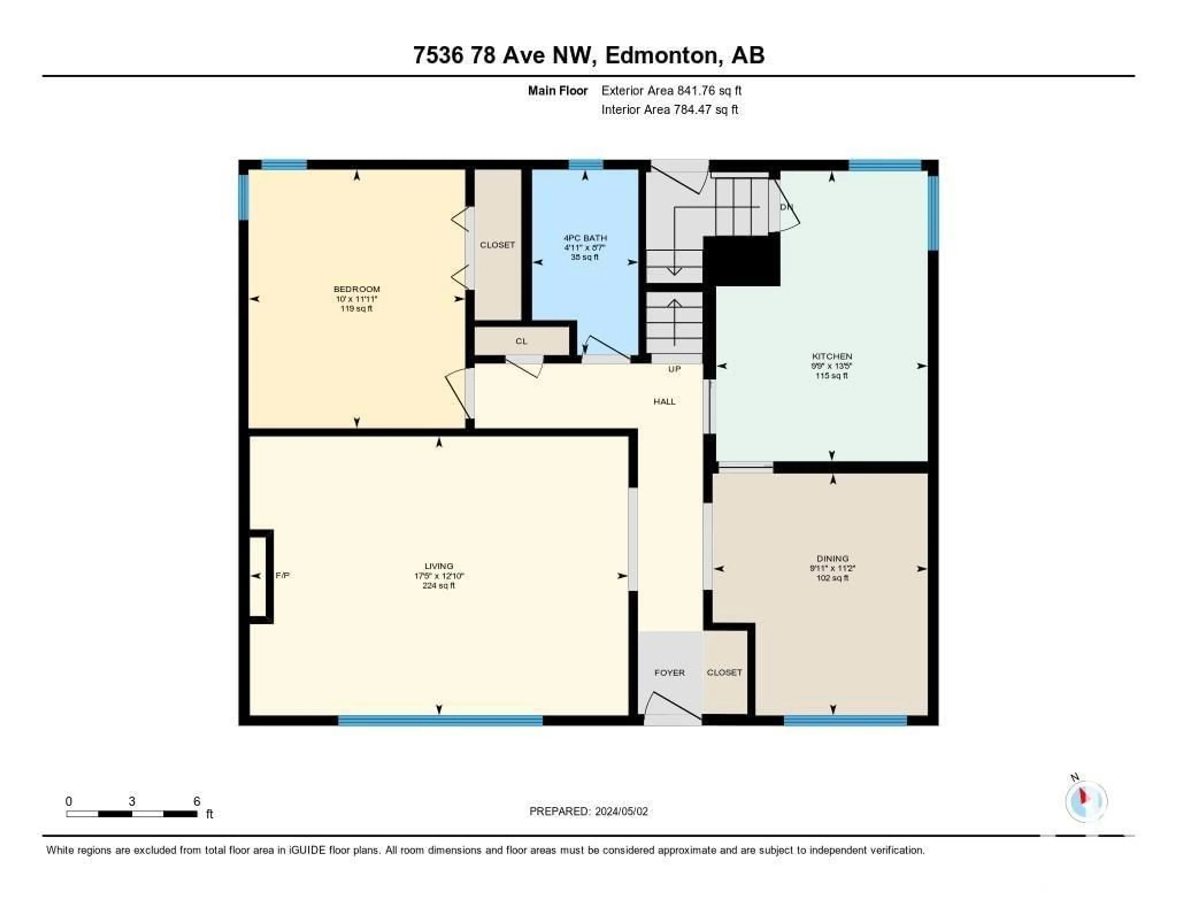 Floor plan for 7536 78 AV NW, Edmonton Alberta T6C0M7