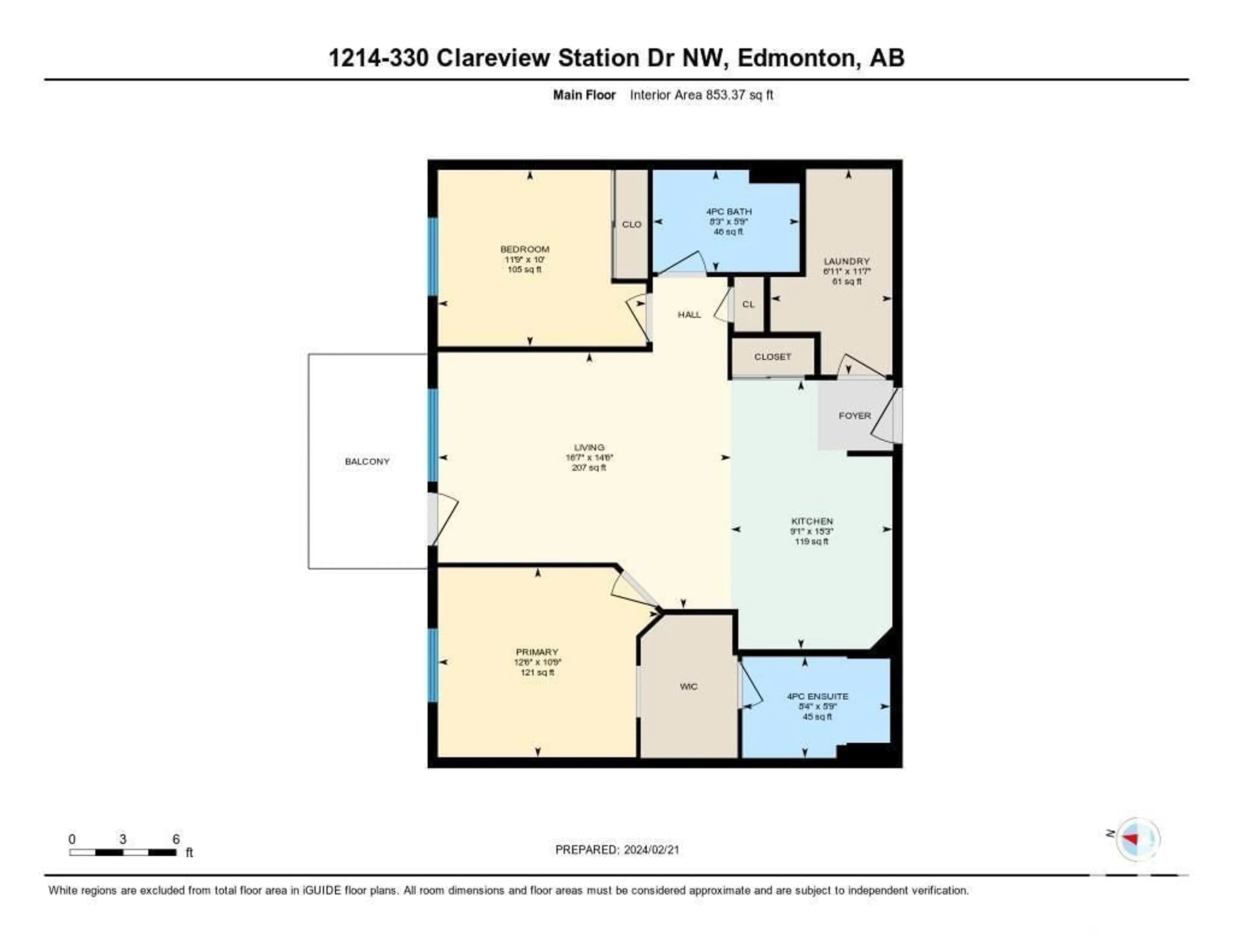Floor plan for #1214 330 CLAREVIEW STATION DR NW, Edmonton Alberta T5Y0E6
