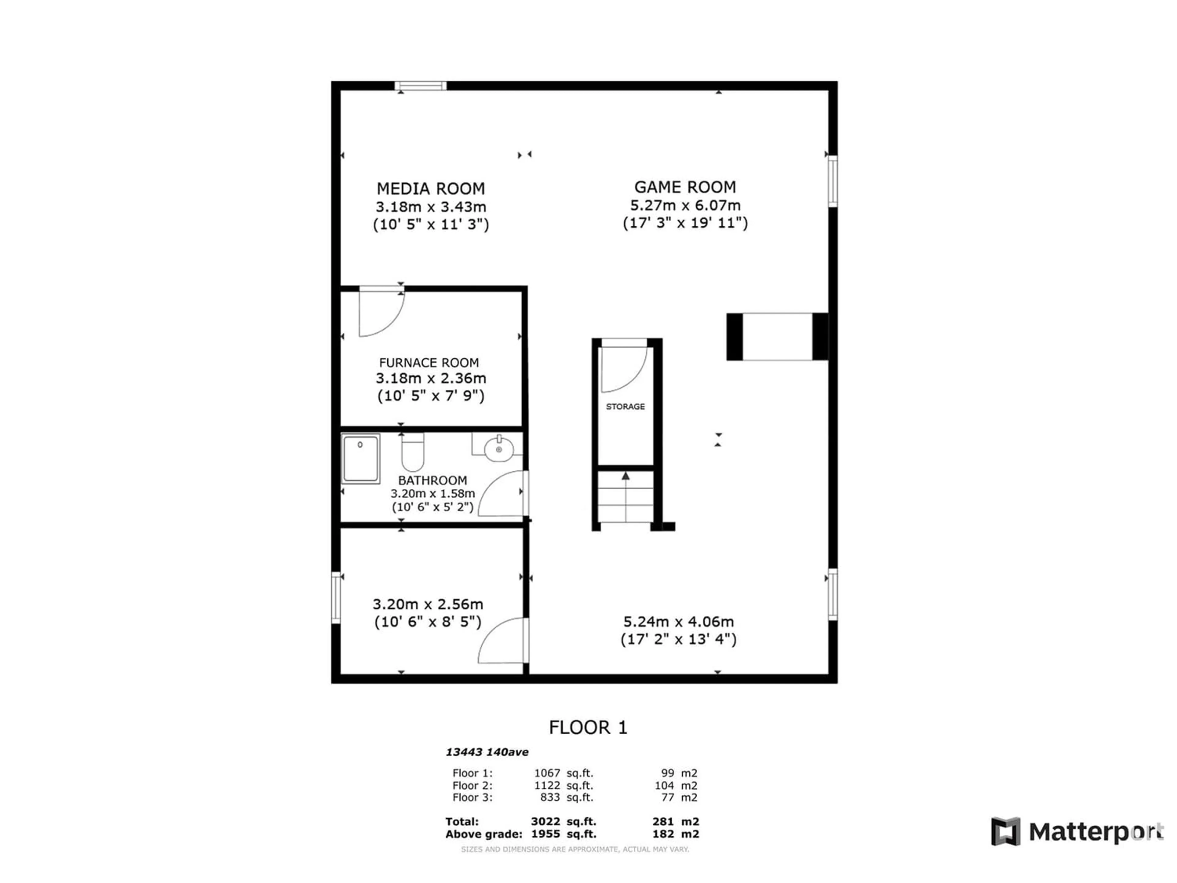 Floor plan for 13443 140 AV NW, Edmonton Alberta T6V1W4
