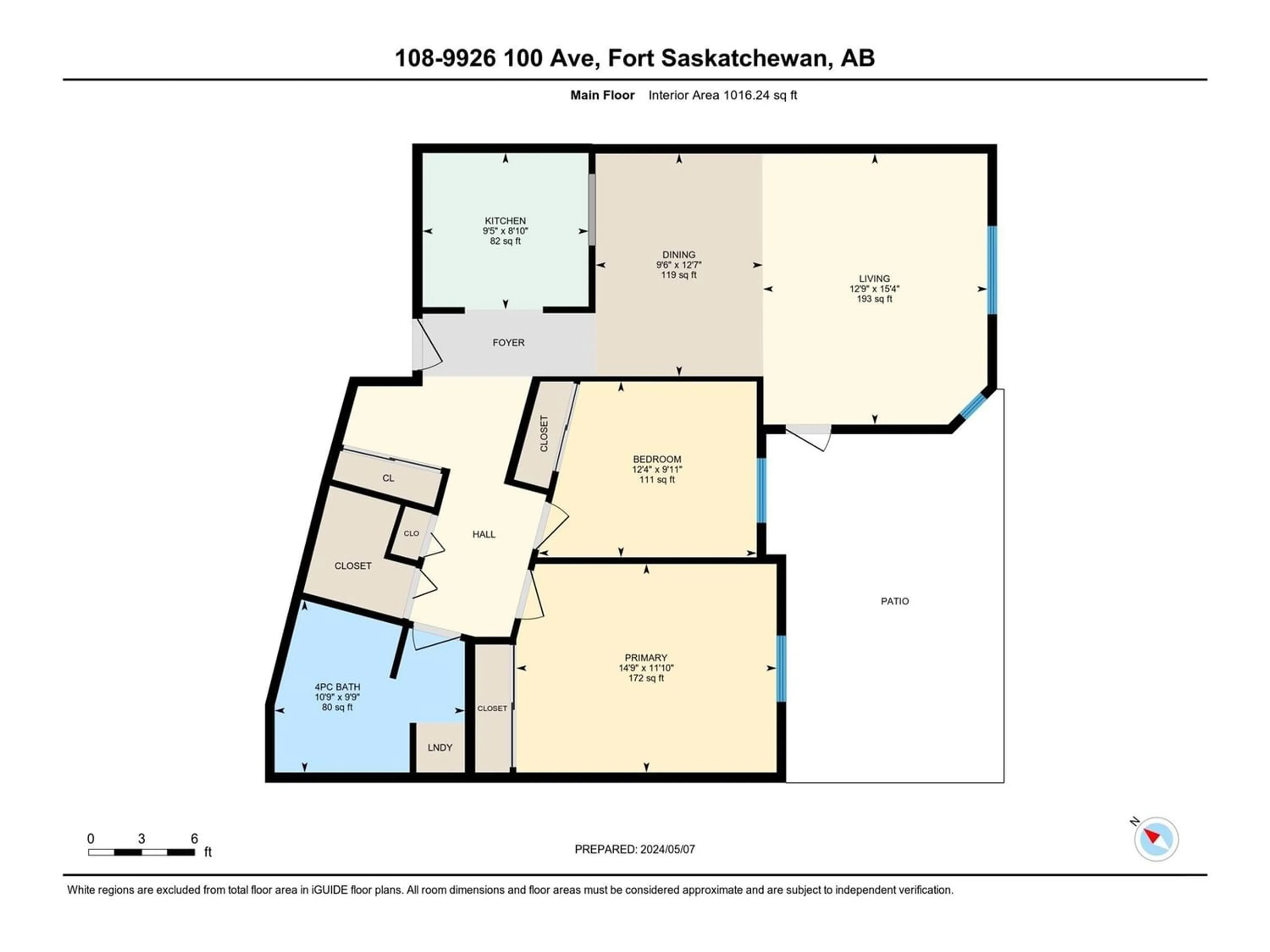 Floor plan for #108 9926 100 AV, Fort Saskatchewan Alberta T8L4A3