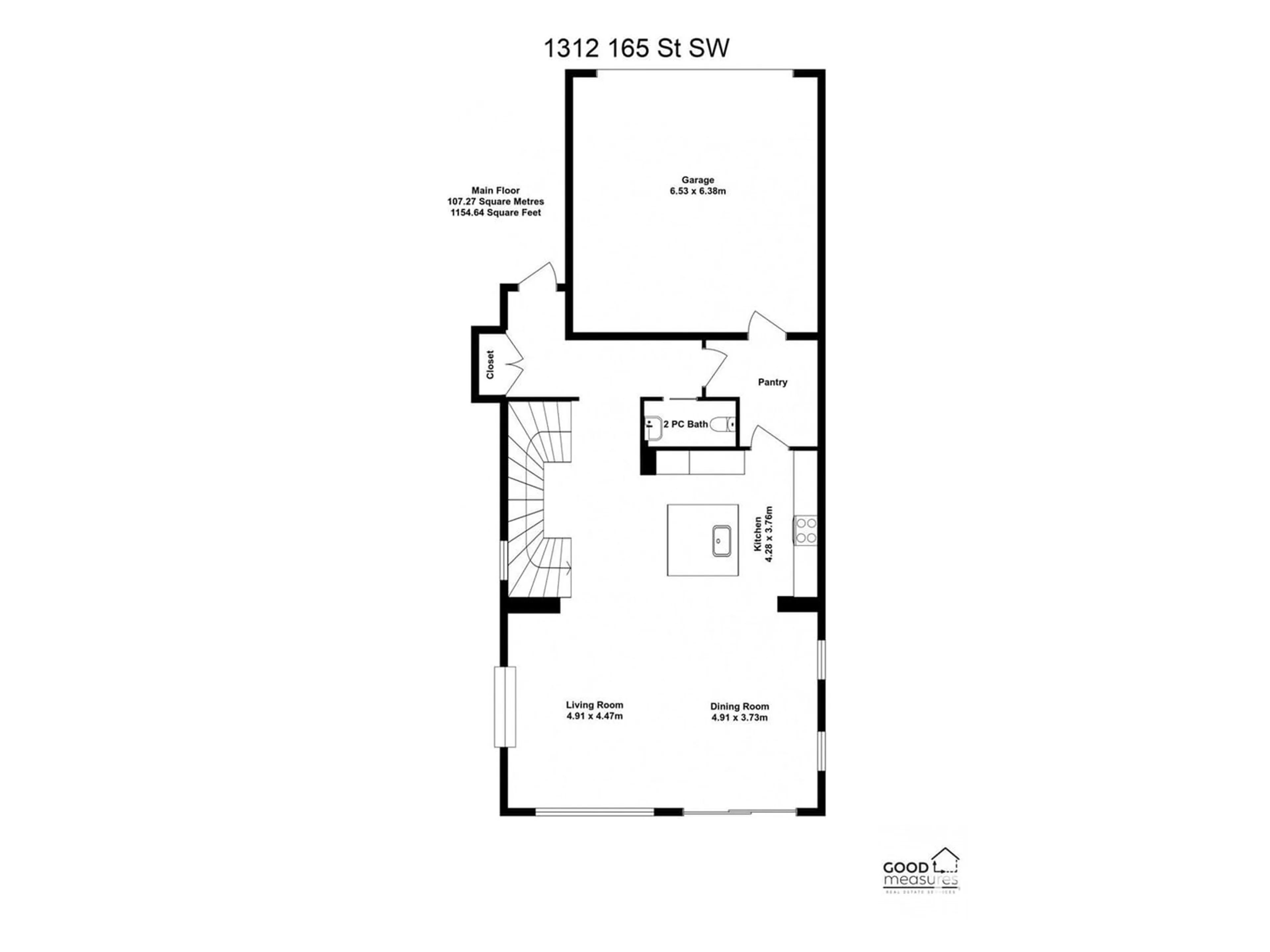 Floor plan for 1312 165 ST SW, Edmonton Alberta T6W3S6