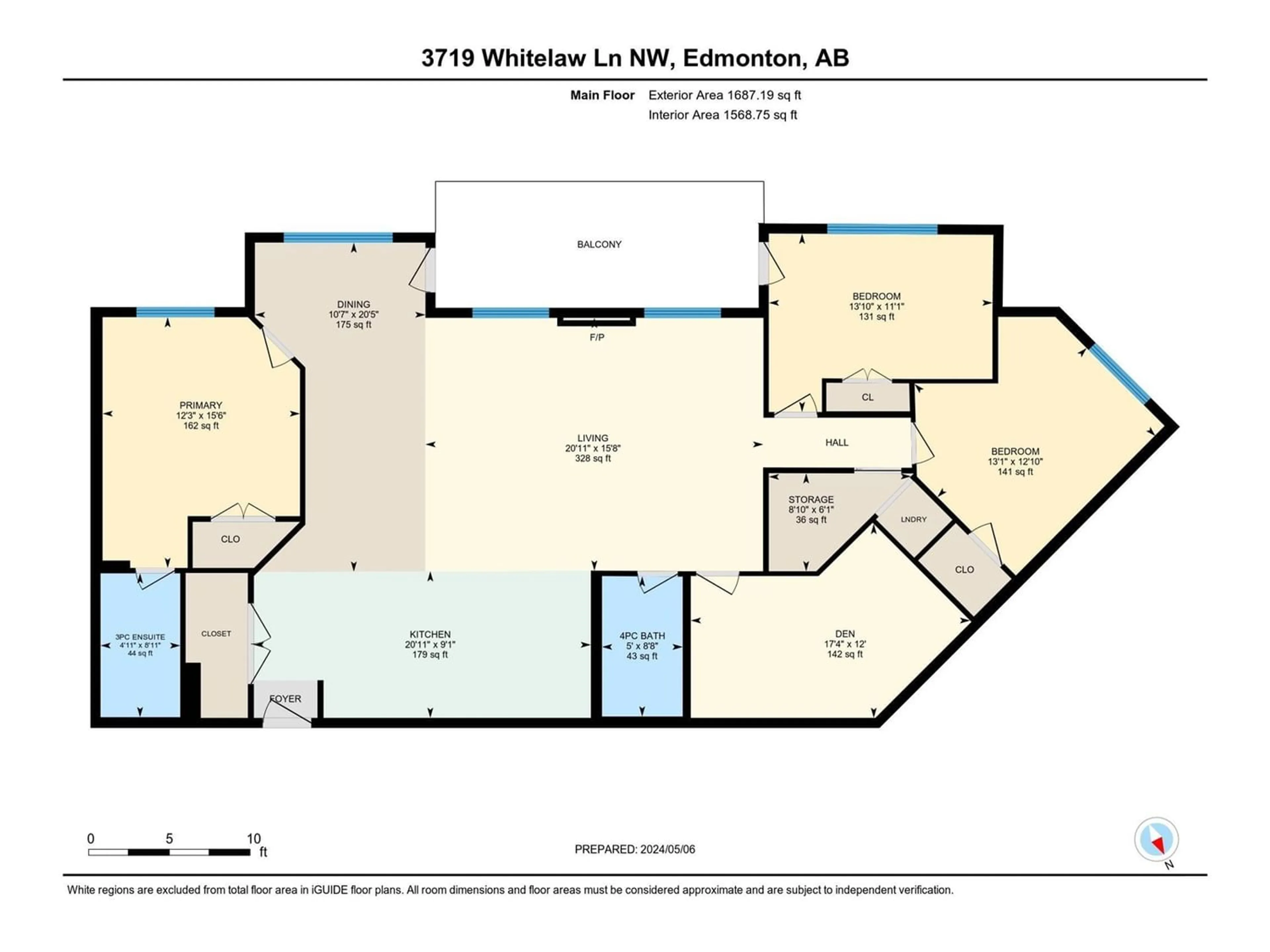 Floor plan for #410 3719 WHITELAW LN NW, Edmonton Alberta T6W2C3