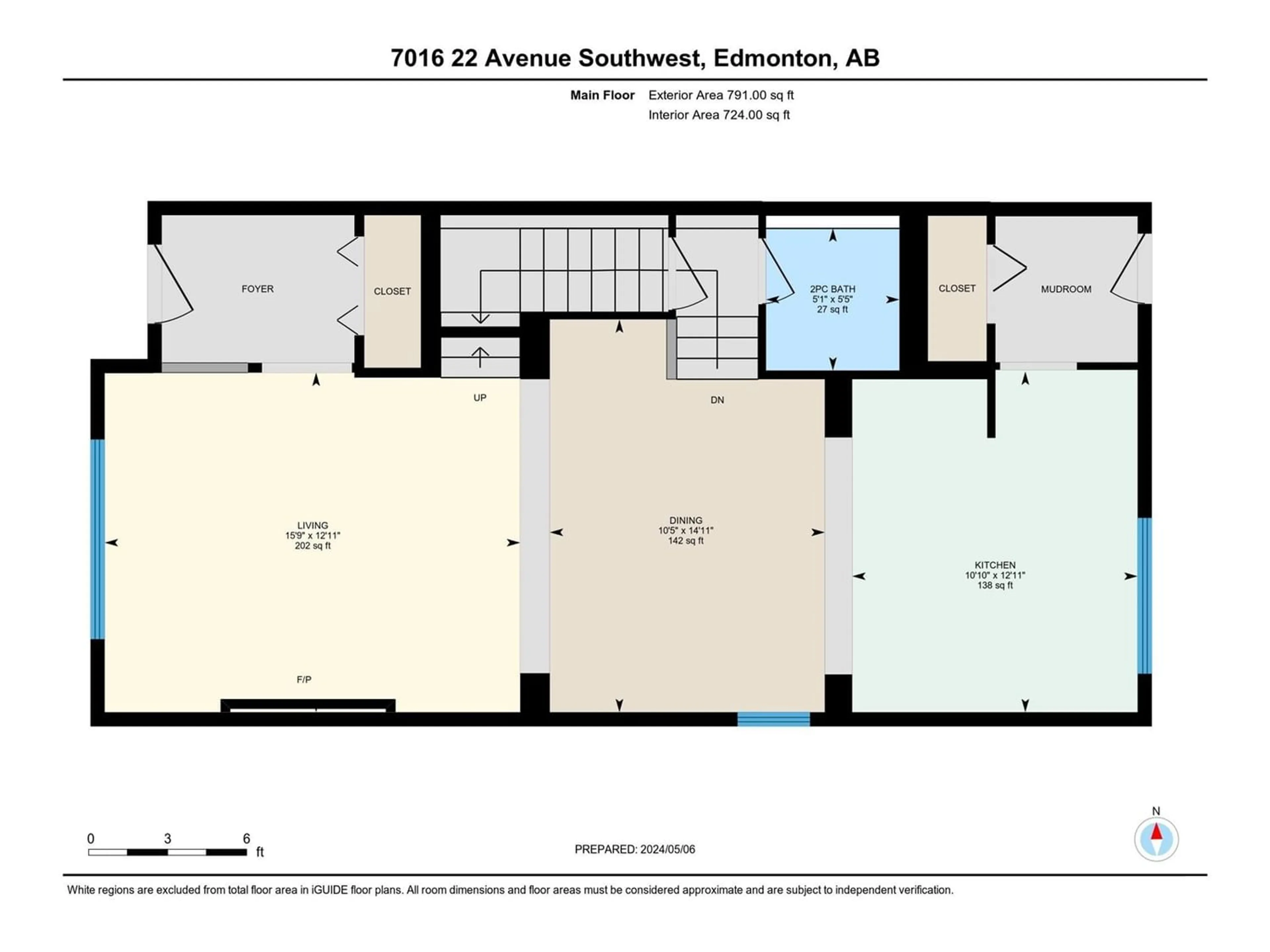 Floor plan for 7016 22 AV SW, Edmonton Alberta T6X0T8