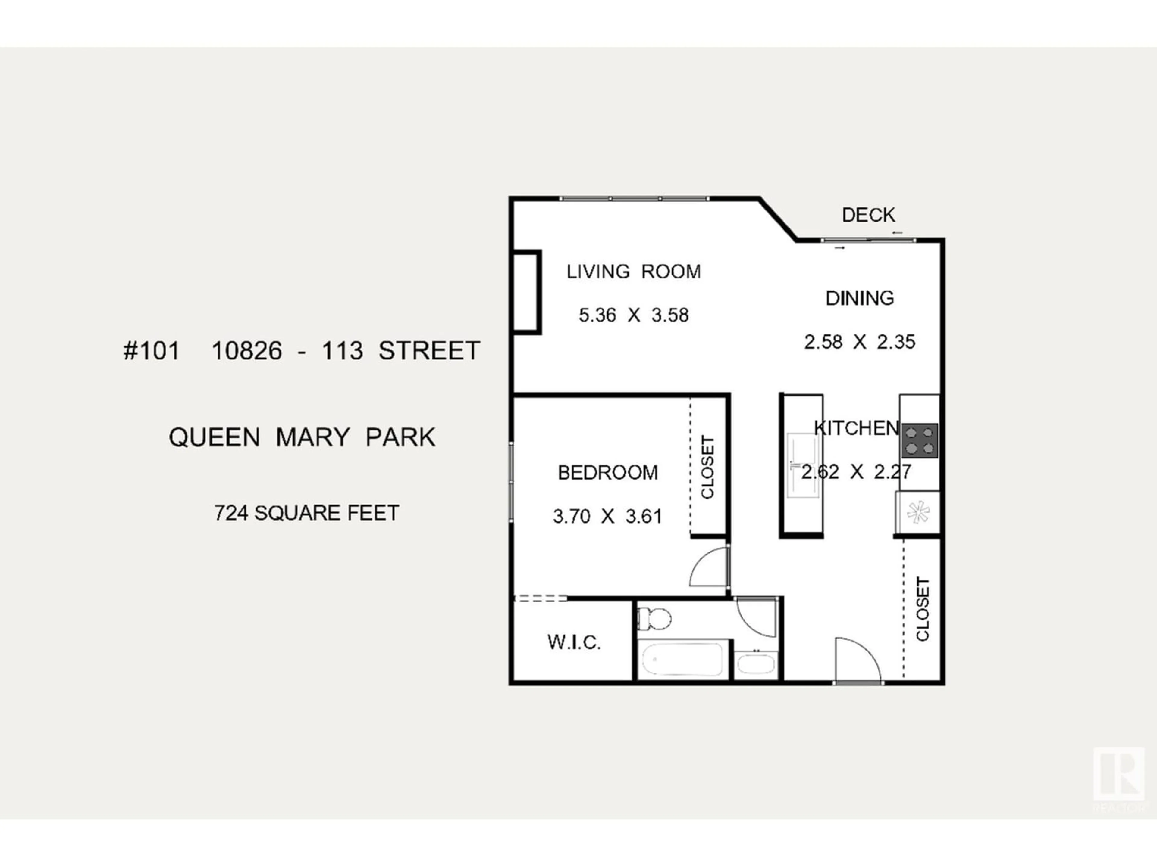 Floor plan for #101 10826 113 ST NW, Edmonton Alberta T5H3J2