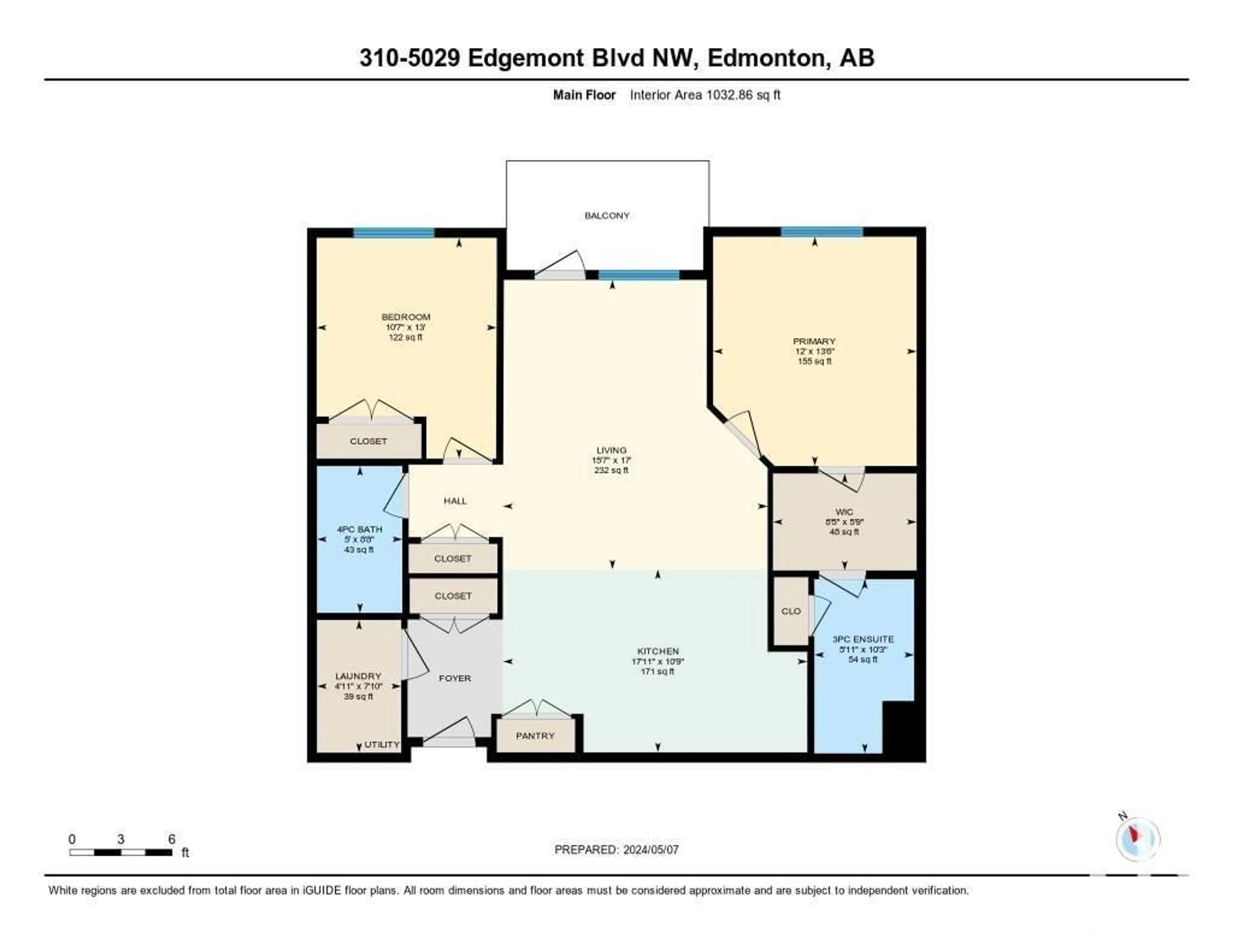 Floor plan for #310 5029 EDGEMONT BV NW, Edmonton Alberta T6M0S8