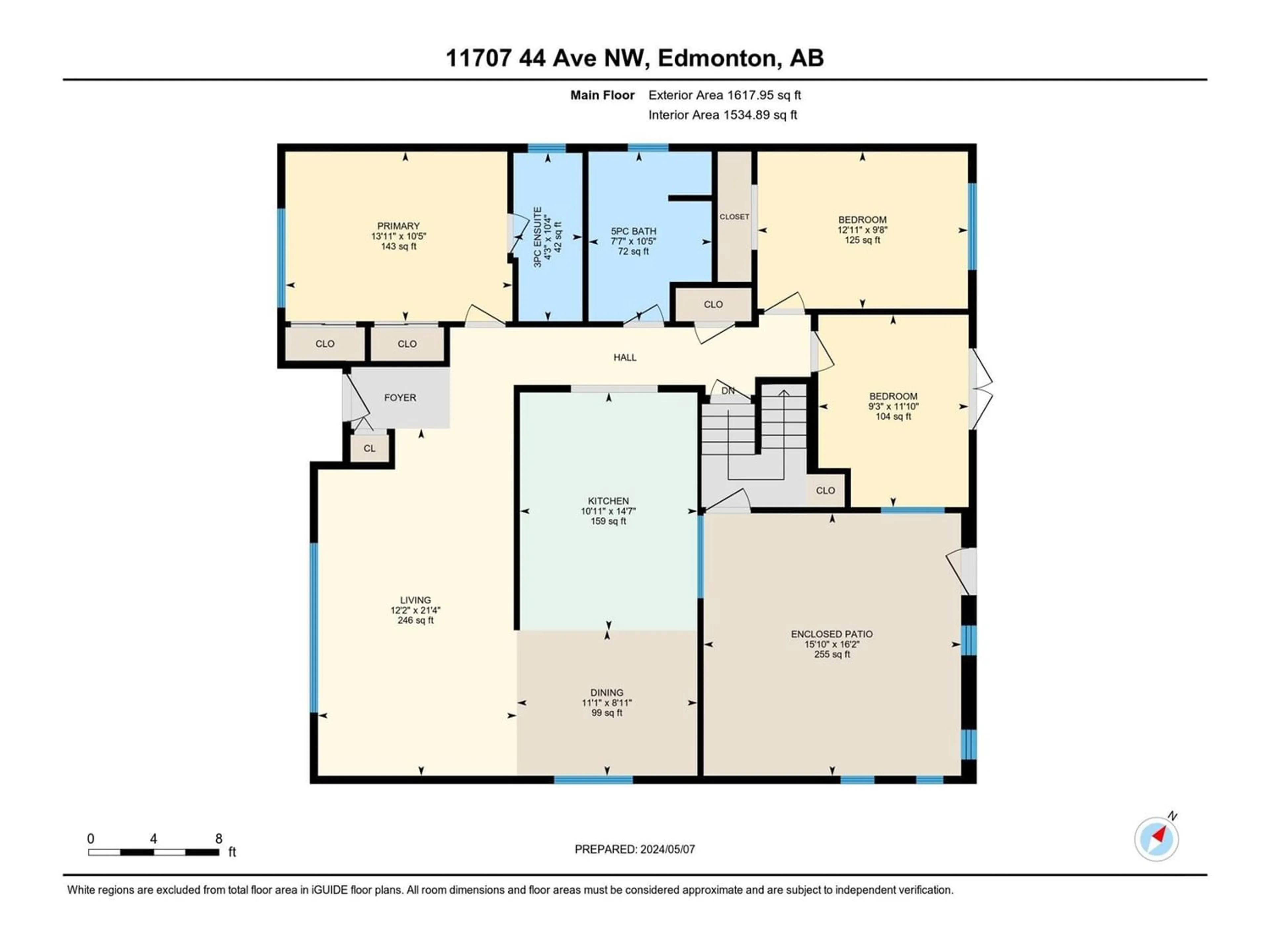 Floor plan for 11707 44 AV NW, Edmonton Alberta T6J0Z7