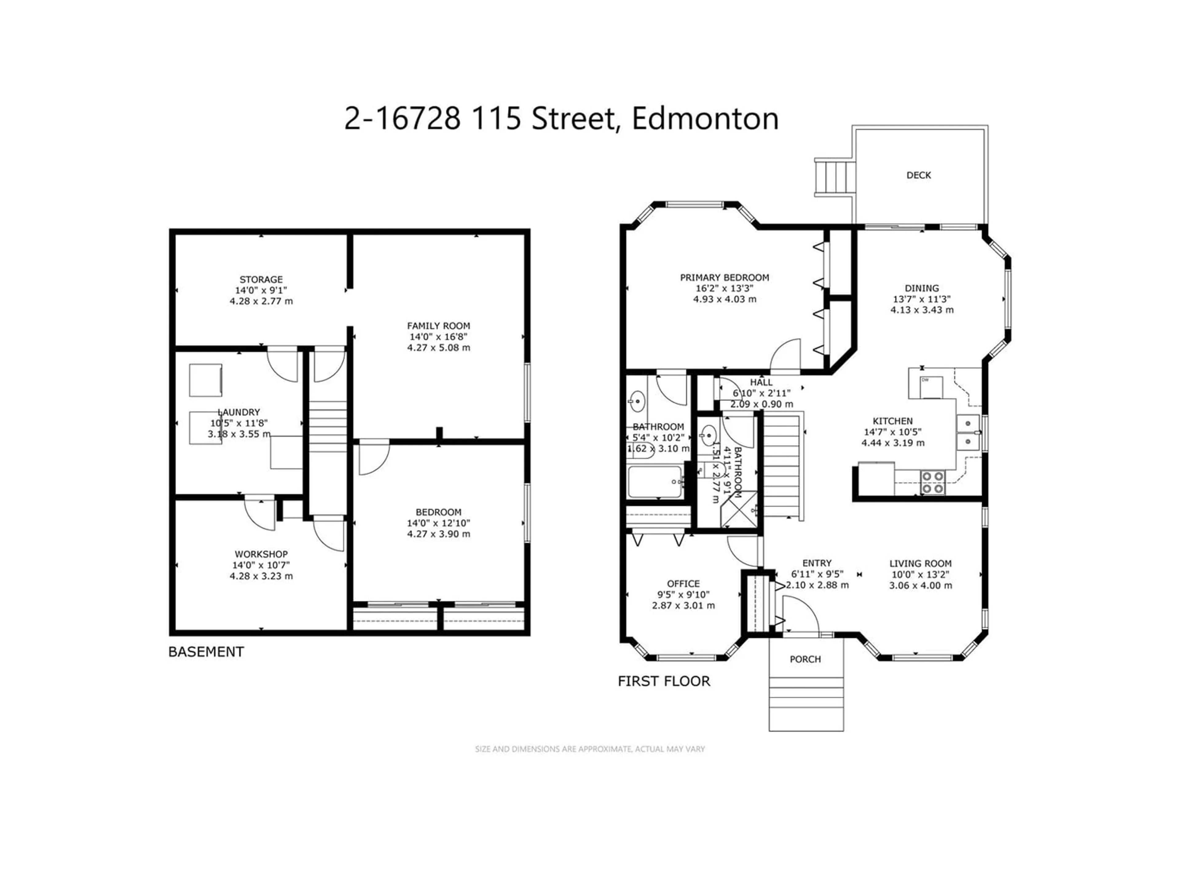 Floor plan for #2 16728 115 ST NW, Edmonton Alberta T5X6G6