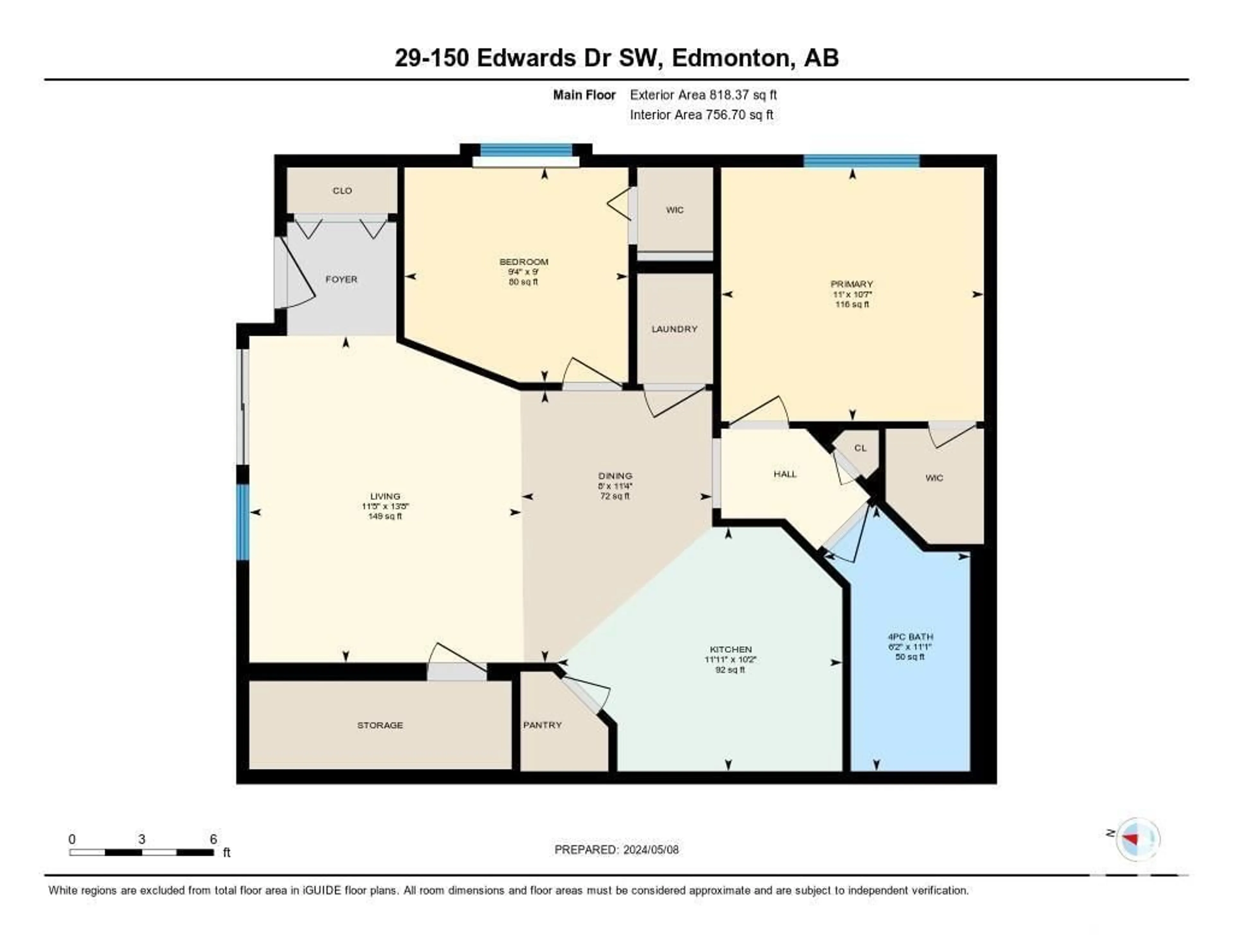 Floor plan for #29 150 EDWARDS DR SW, Edmonton Alberta T6X1M4