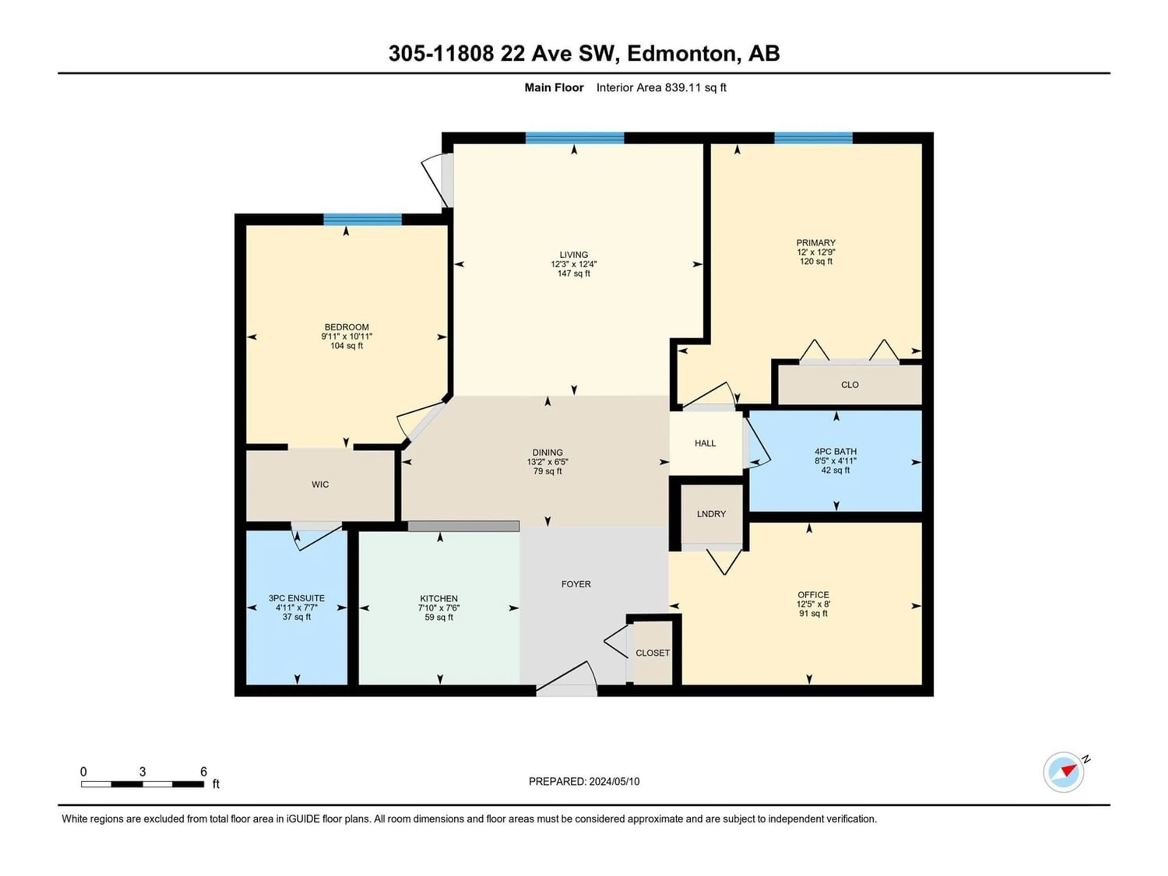 Floor plan for #305 11808 22 AV SW, Edmonton Alberta T6W2A2