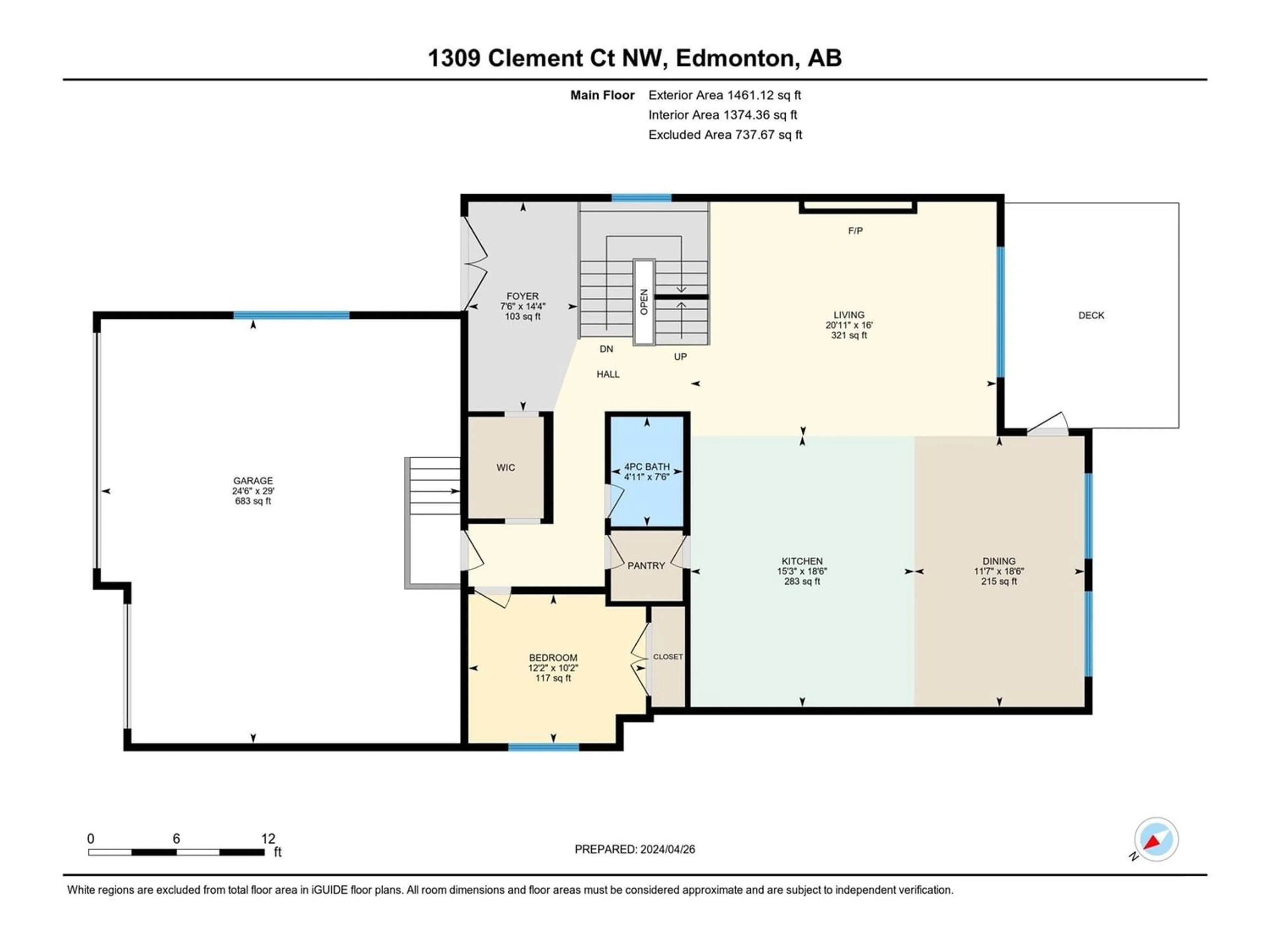 Floor plan for 1309 CLEMENT CO NW, Edmonton Alberta T6M0C9