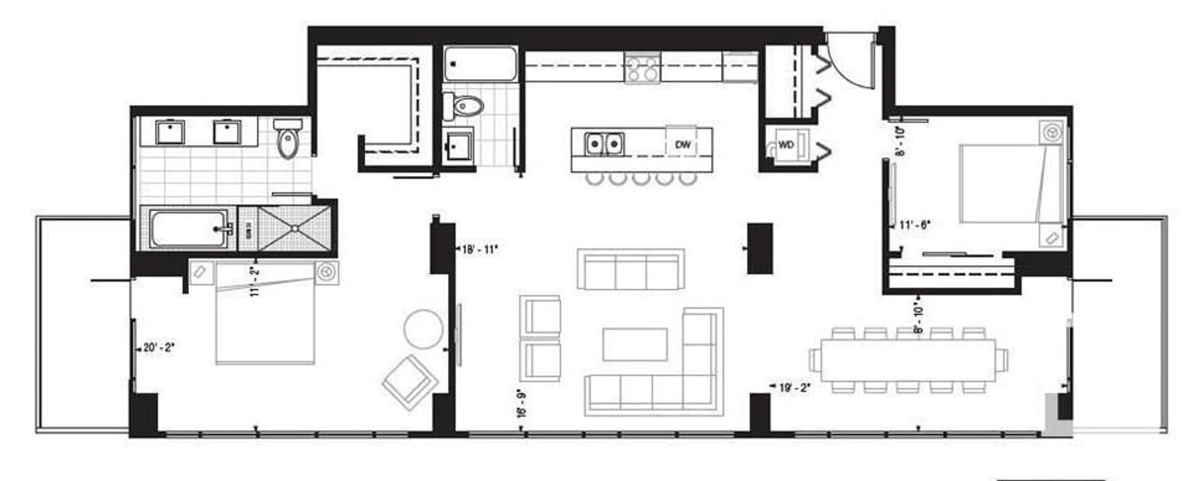 Floor plan for #1300 10180 103 ST NW, Edmonton Alberta T5J0L1