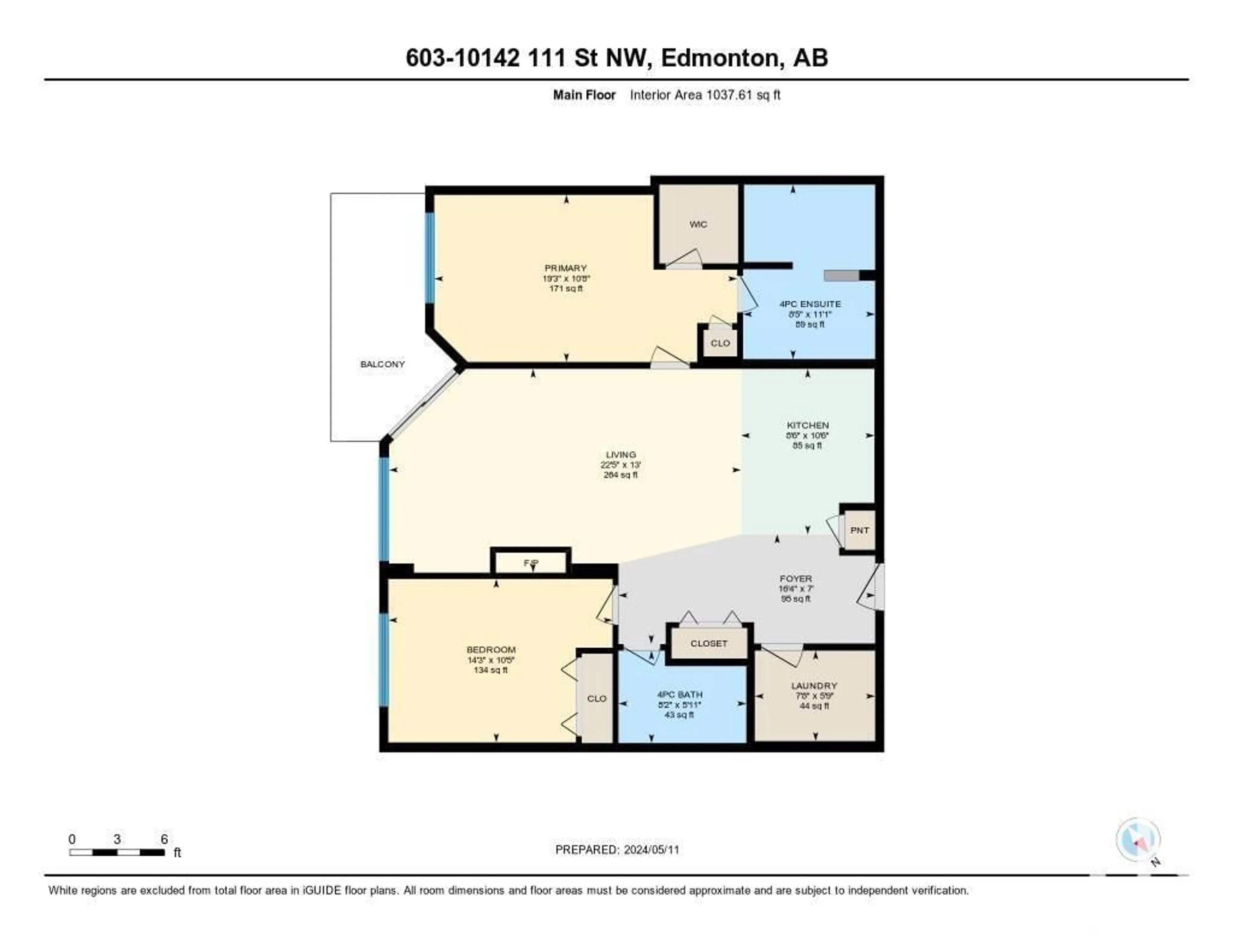 Floor plan for #603 10142 111 ST NW, Edmonton Alberta T5K1K6