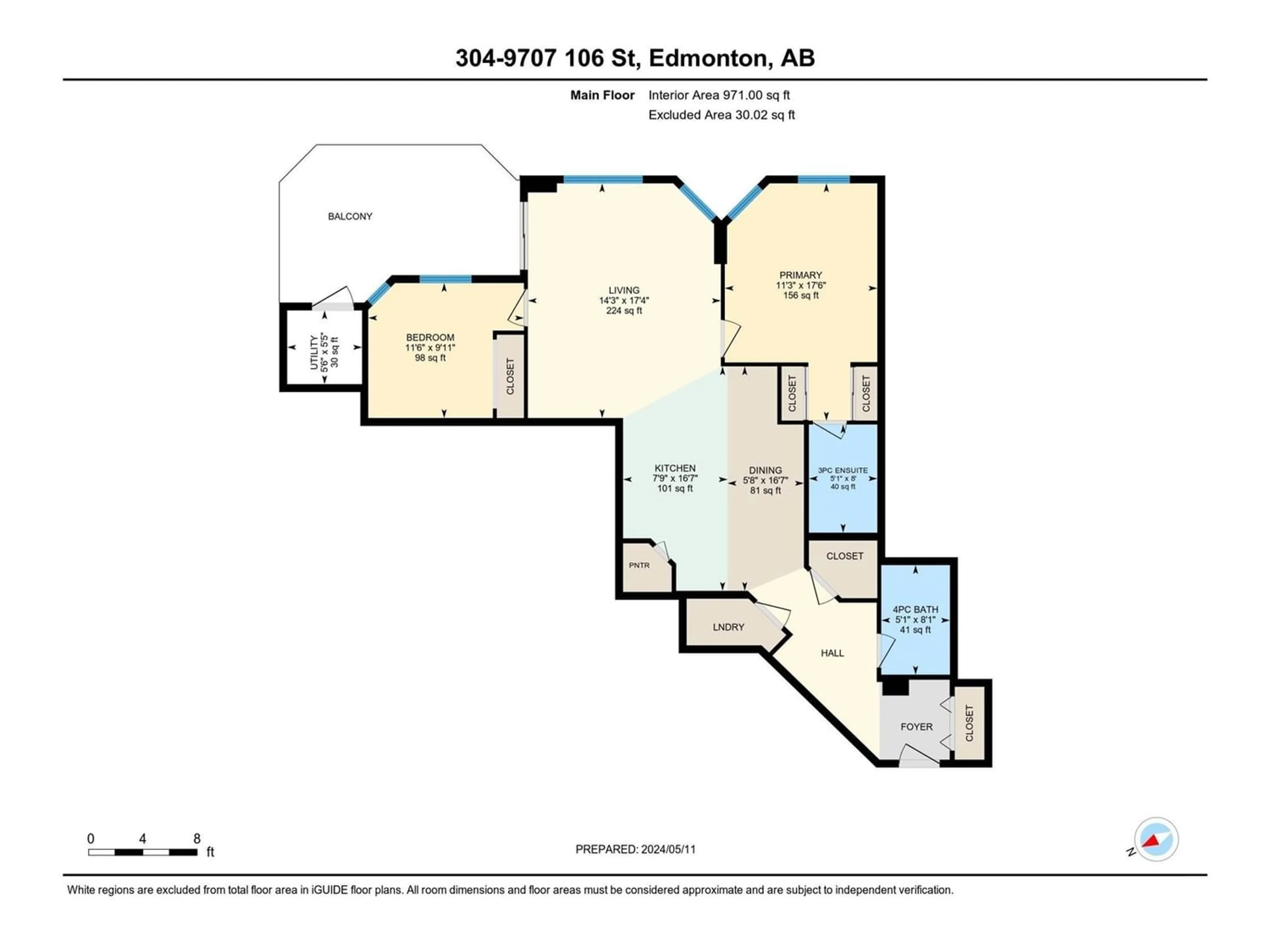 Floor plan for #304 9707 106 ST NW, Edmonton Alberta T5K0B7
