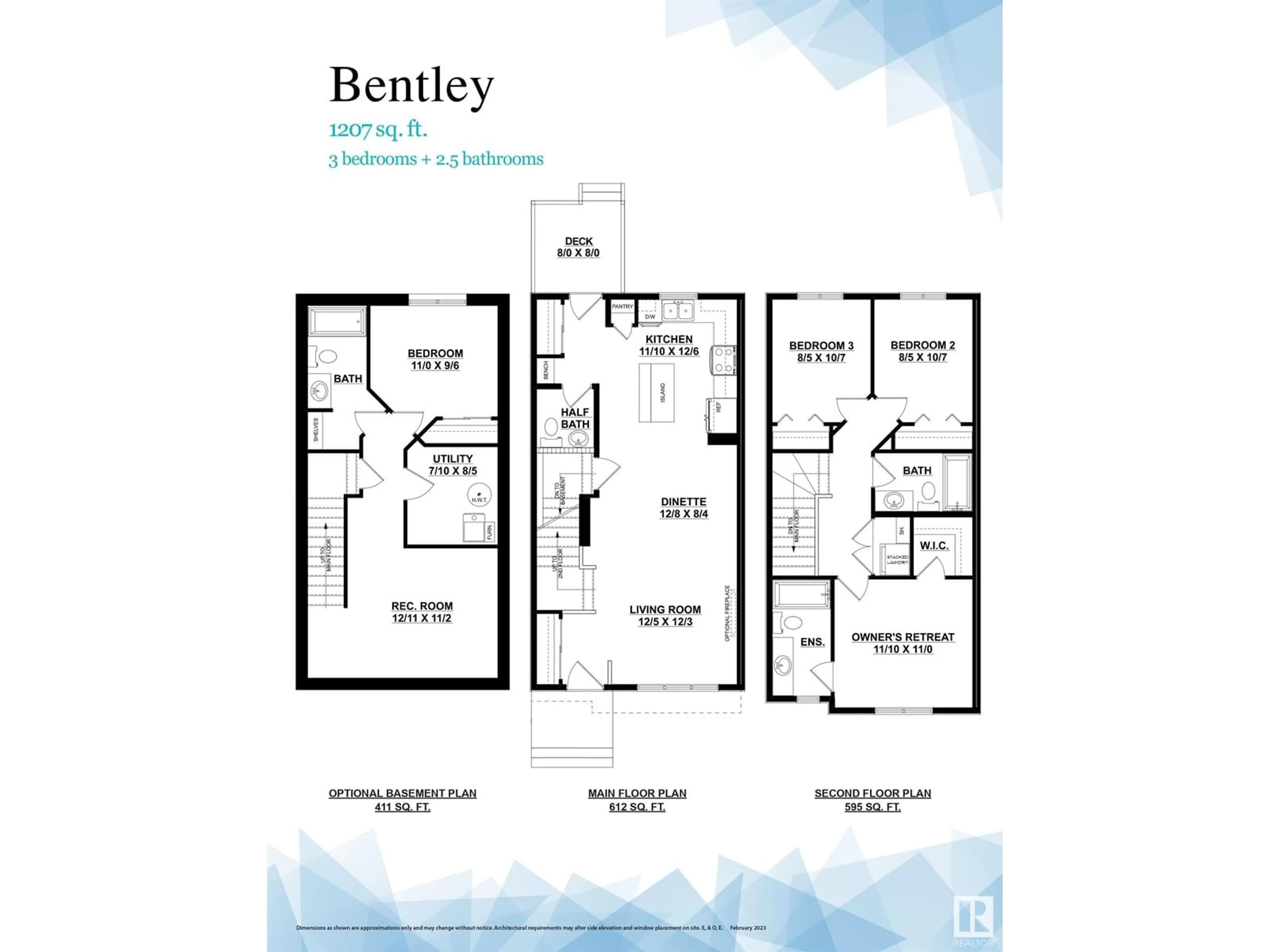 Floor plan for #2 1243 Keswick DR SW, Edmonton Alberta T6W5G5