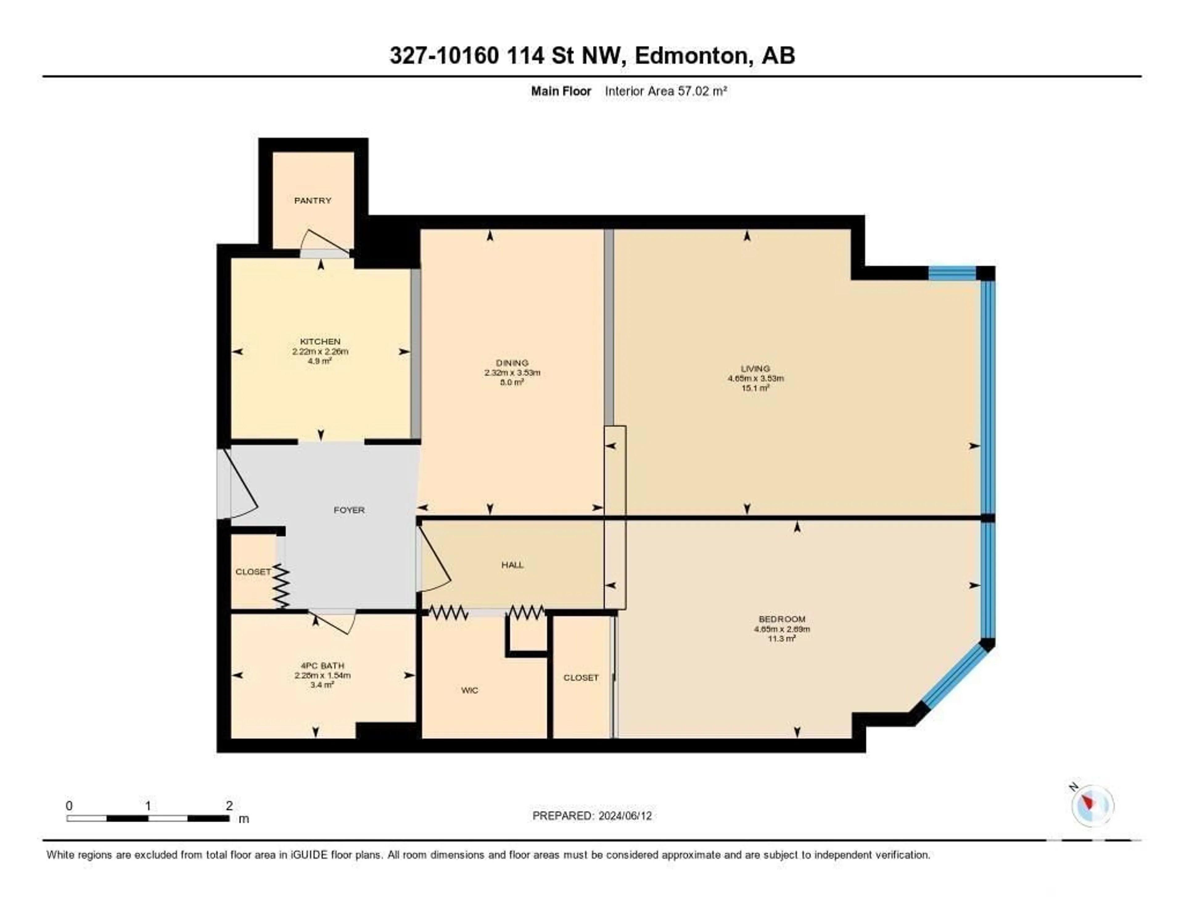 Floor plan for #327 10160 114 ST NW, Edmonton Alberta T5K2L2