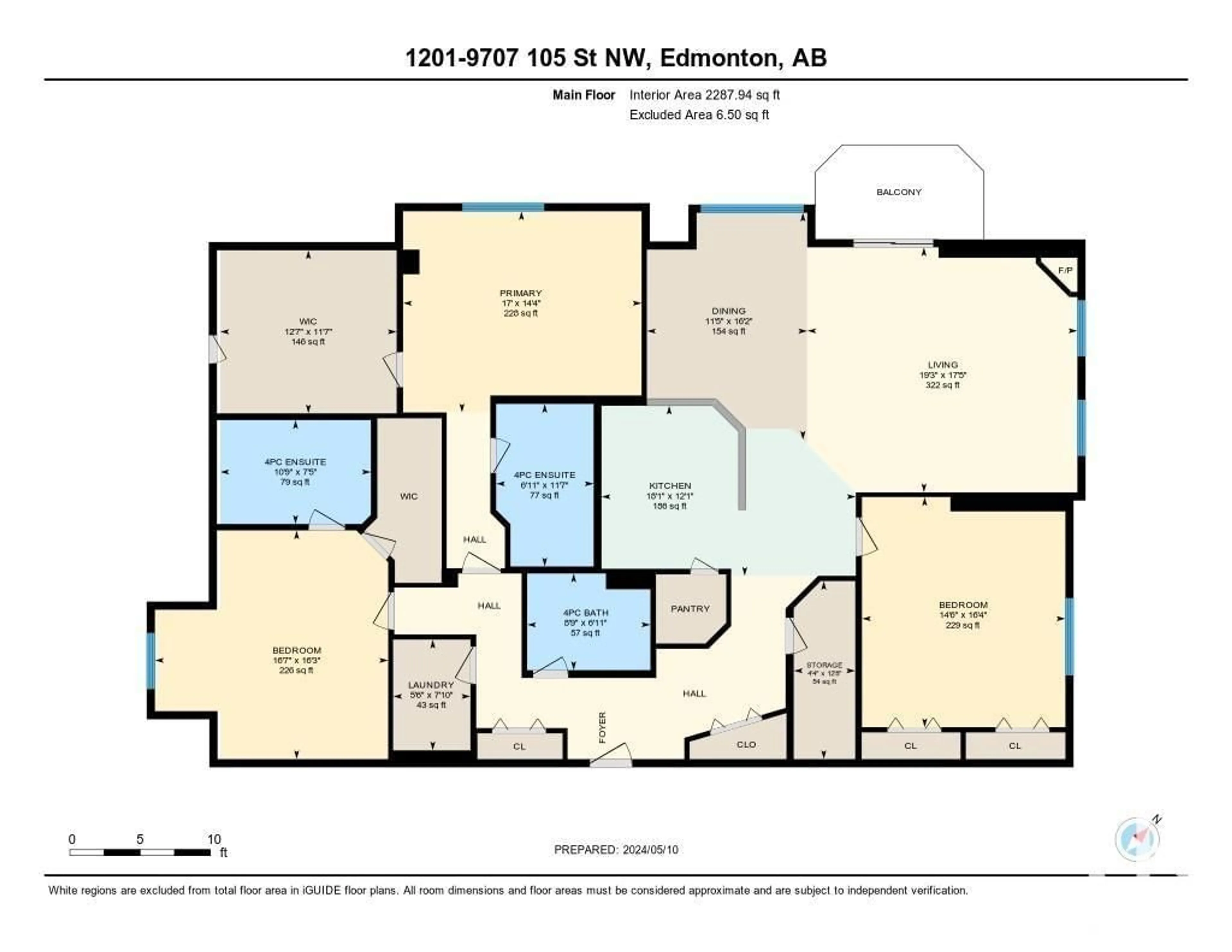 Floor plan for #1201 9707 105 ST NW, Edmonton Alberta T5K2Y4