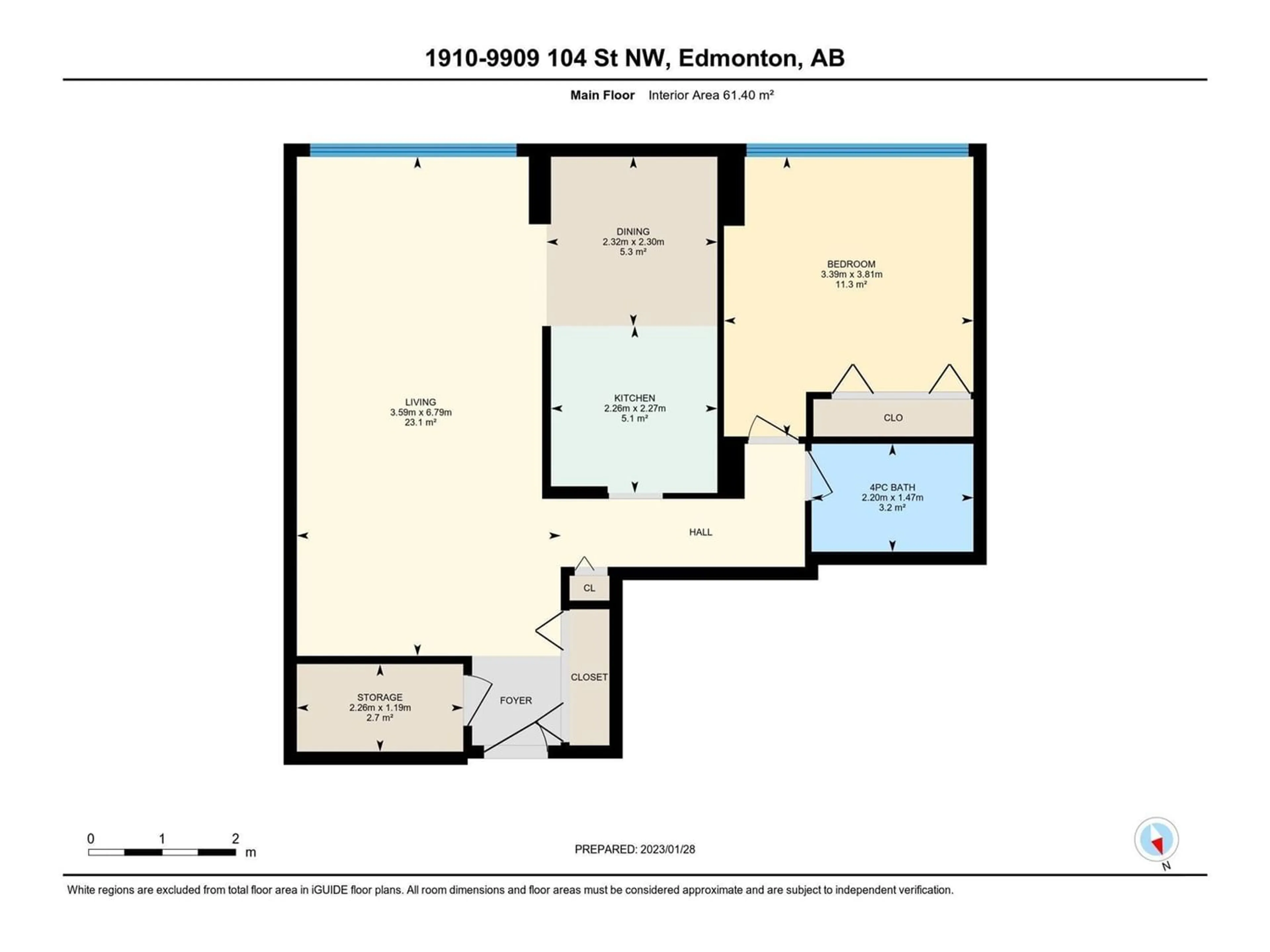 Floor plan for #1910 9909 104 ST NW, Edmonton Alberta T5K2G5