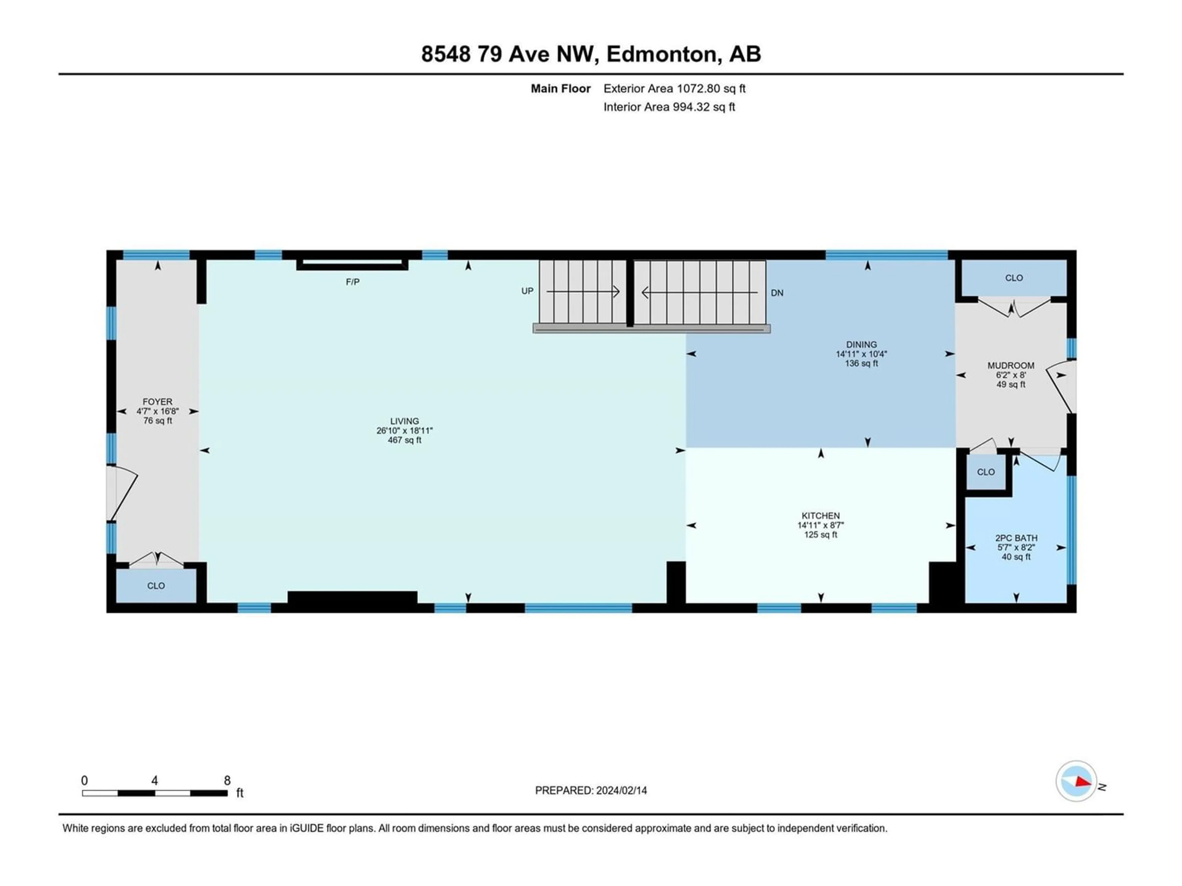 Floor plan for 8548 79 AV NW, Edmonton Alberta T6C0R4