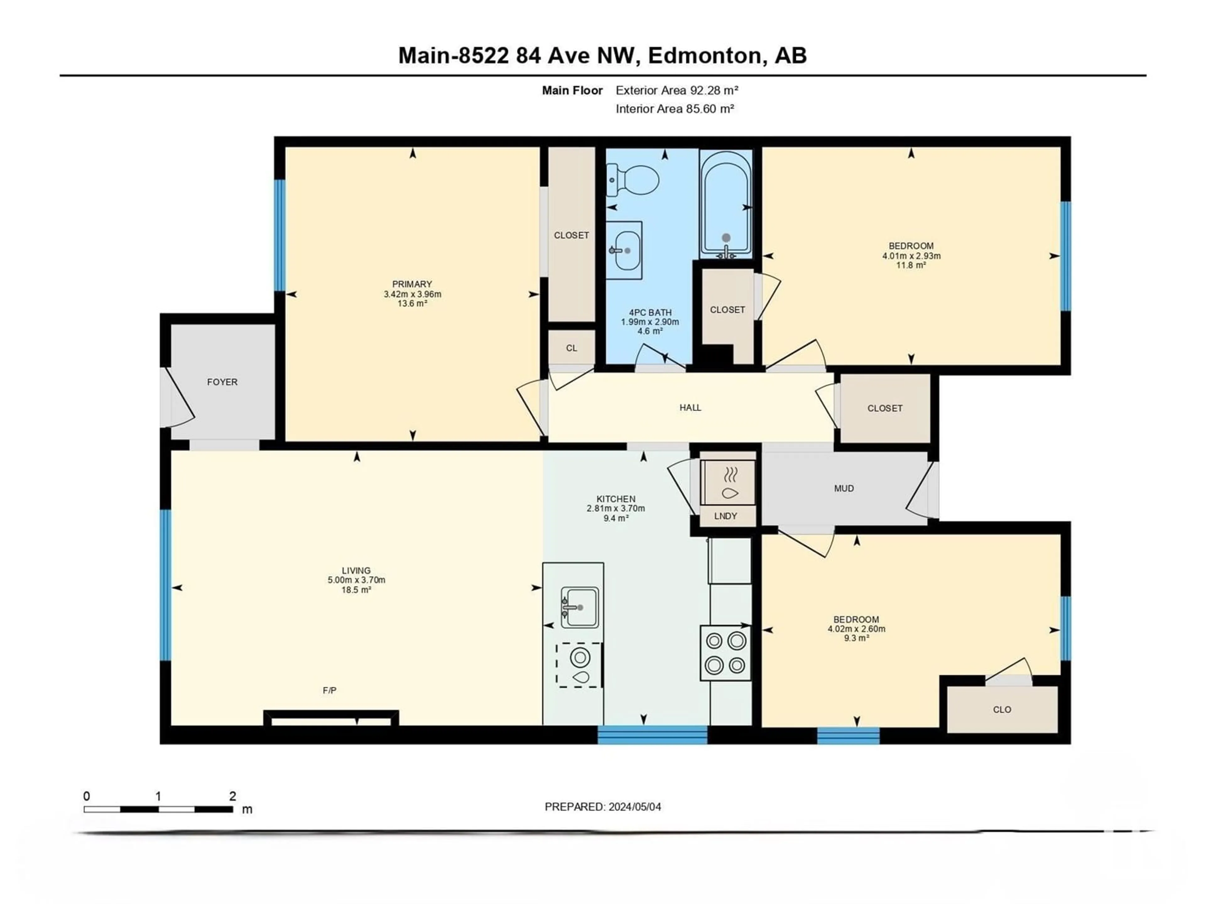 Floor plan for 8522-8524 84 AV NW, Edmonton Alberta T6C1C9