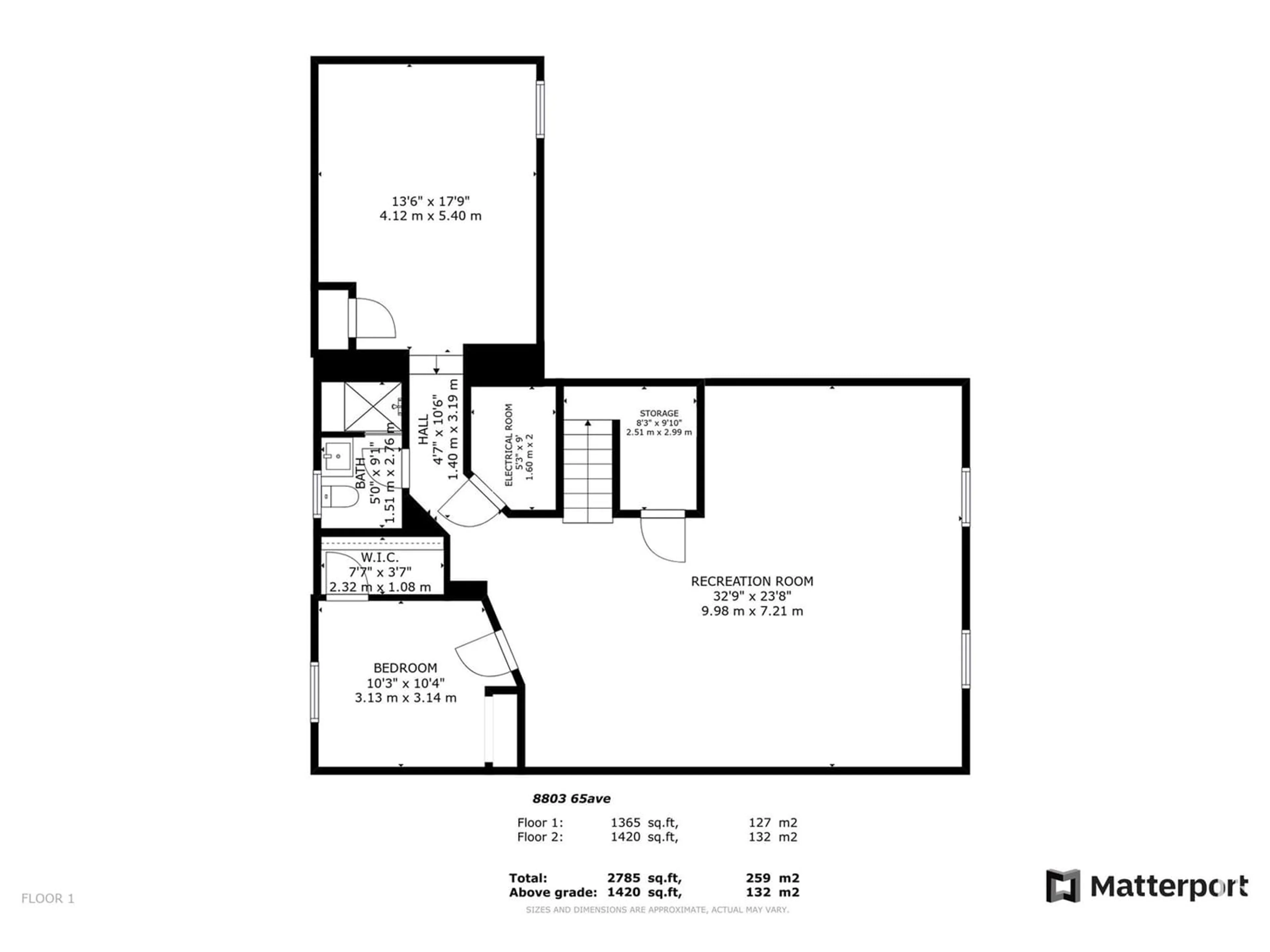 Floor plan for 8803 65 AV NW, Edmonton Alberta T6E0J6