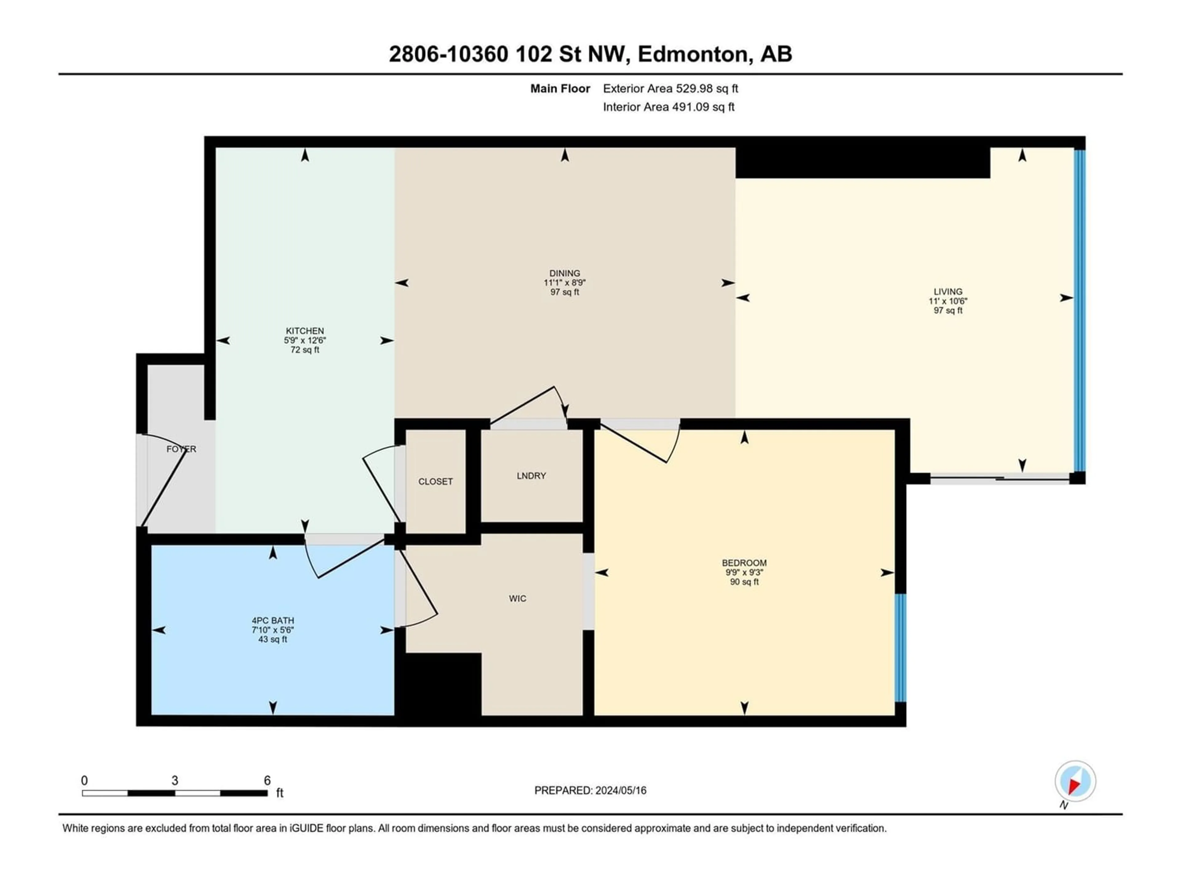 Floor plan for #2806 10360 102 ST NW, Edmonton Alberta T5J0K6