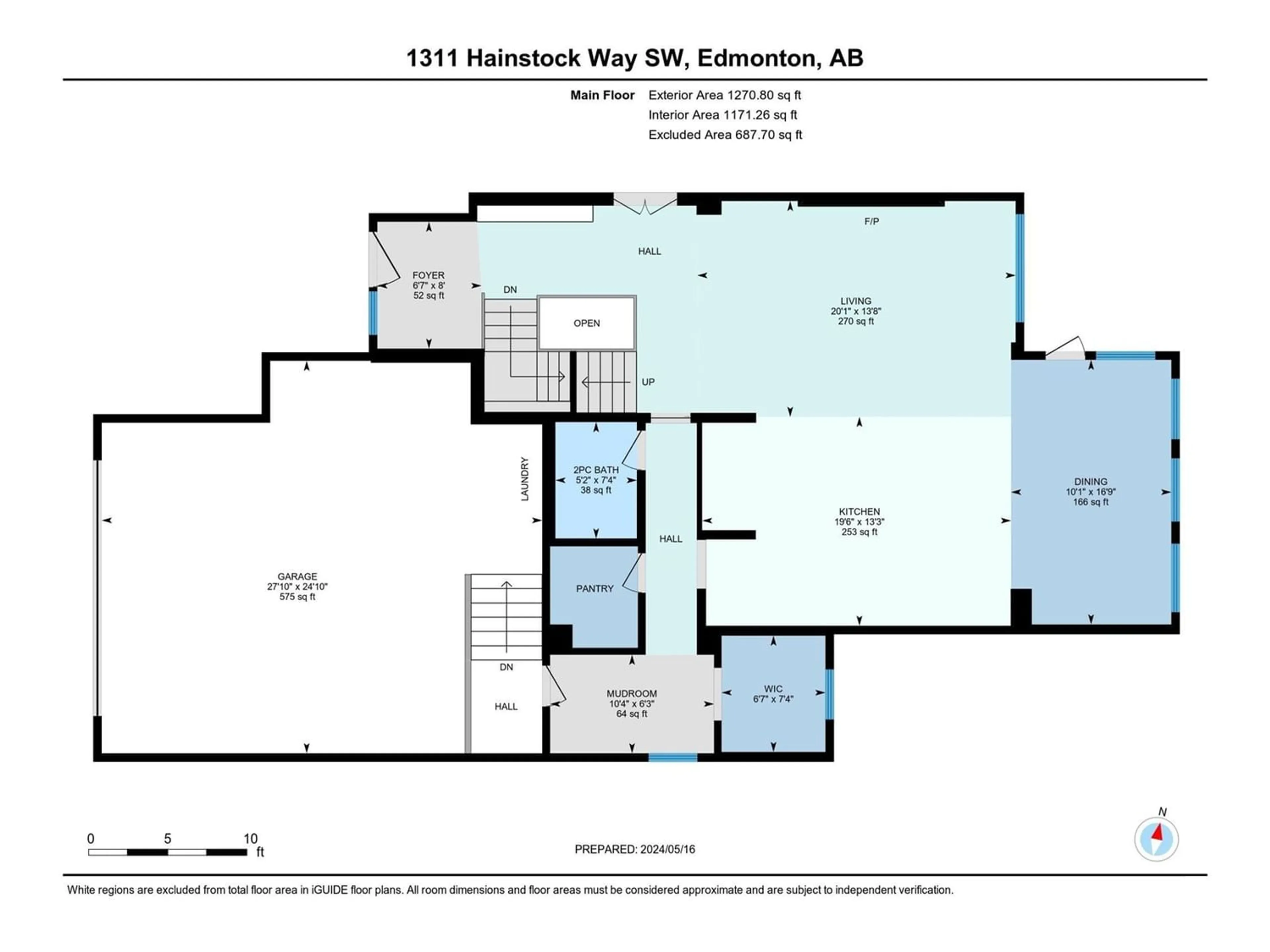 Floor plan for 1311 HAINSTOCK WY SW SW, Edmonton Alberta T6W3B6