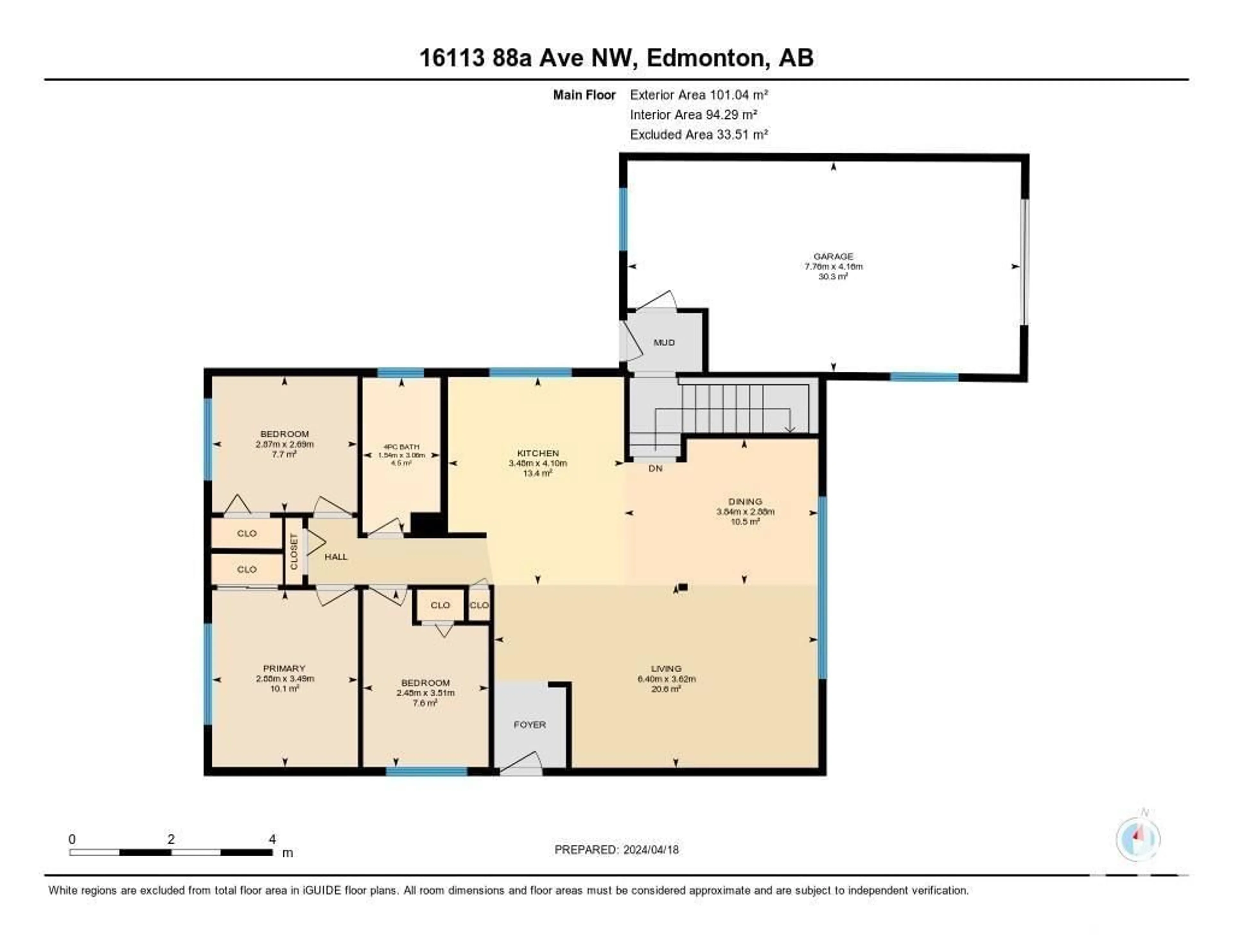 Floor plan for 16113 88A AV NW, Edmonton Alberta T5R4N5