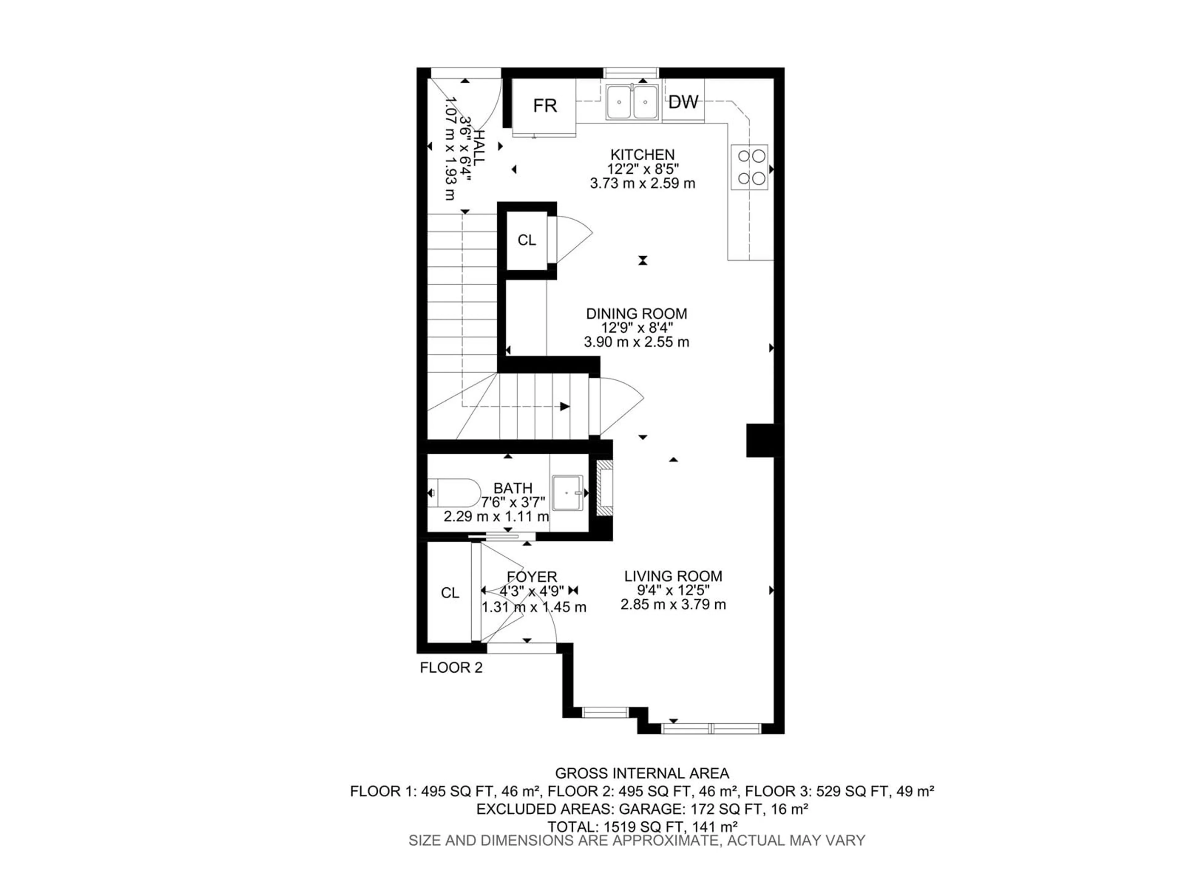 Floor plan for 15419 105 AV NW, Edmonton Alberta T5P4R3