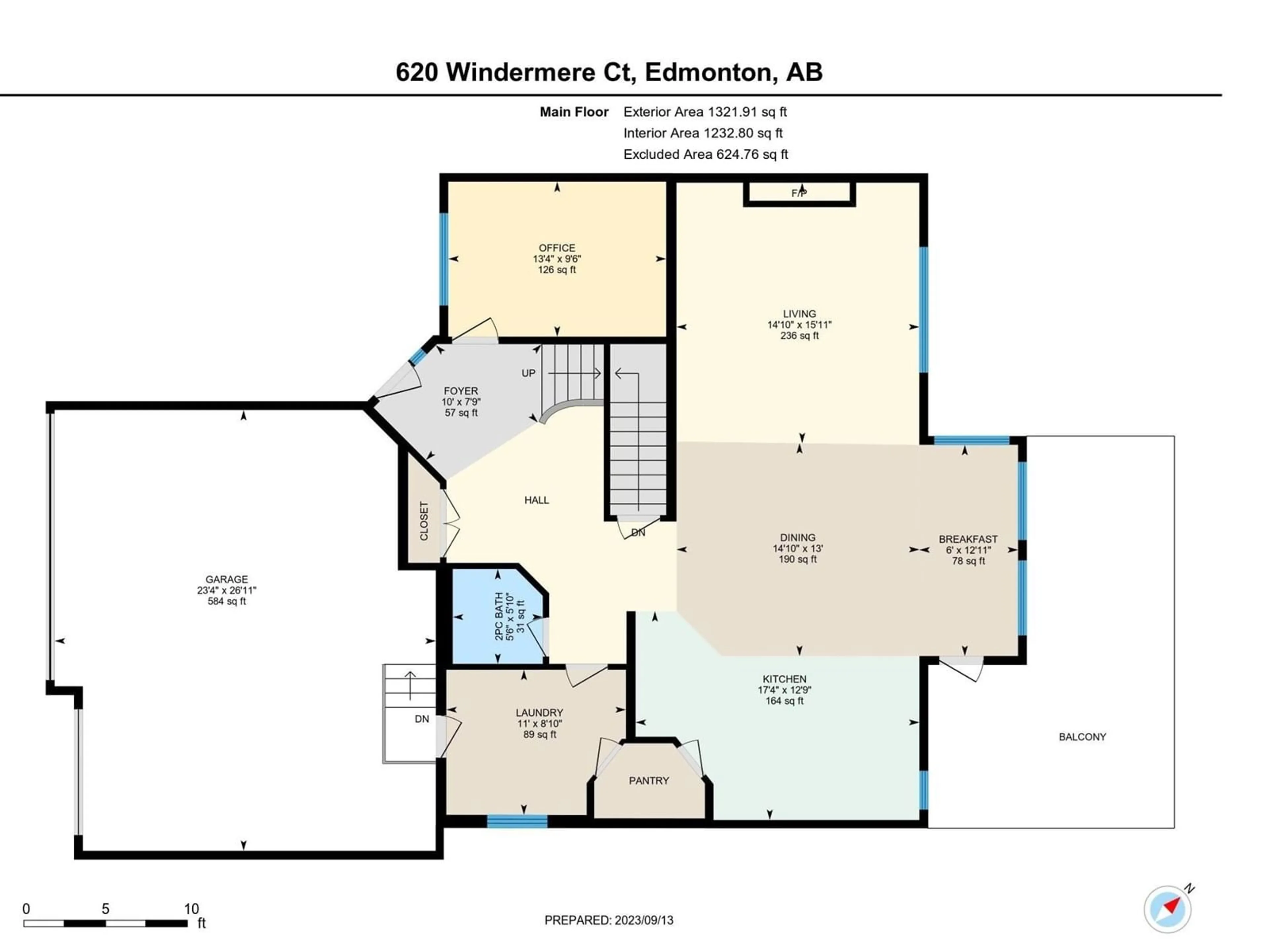 Floor plan for 620 WINDERMERE CO NW, Edmonton Alberta T6W0T2