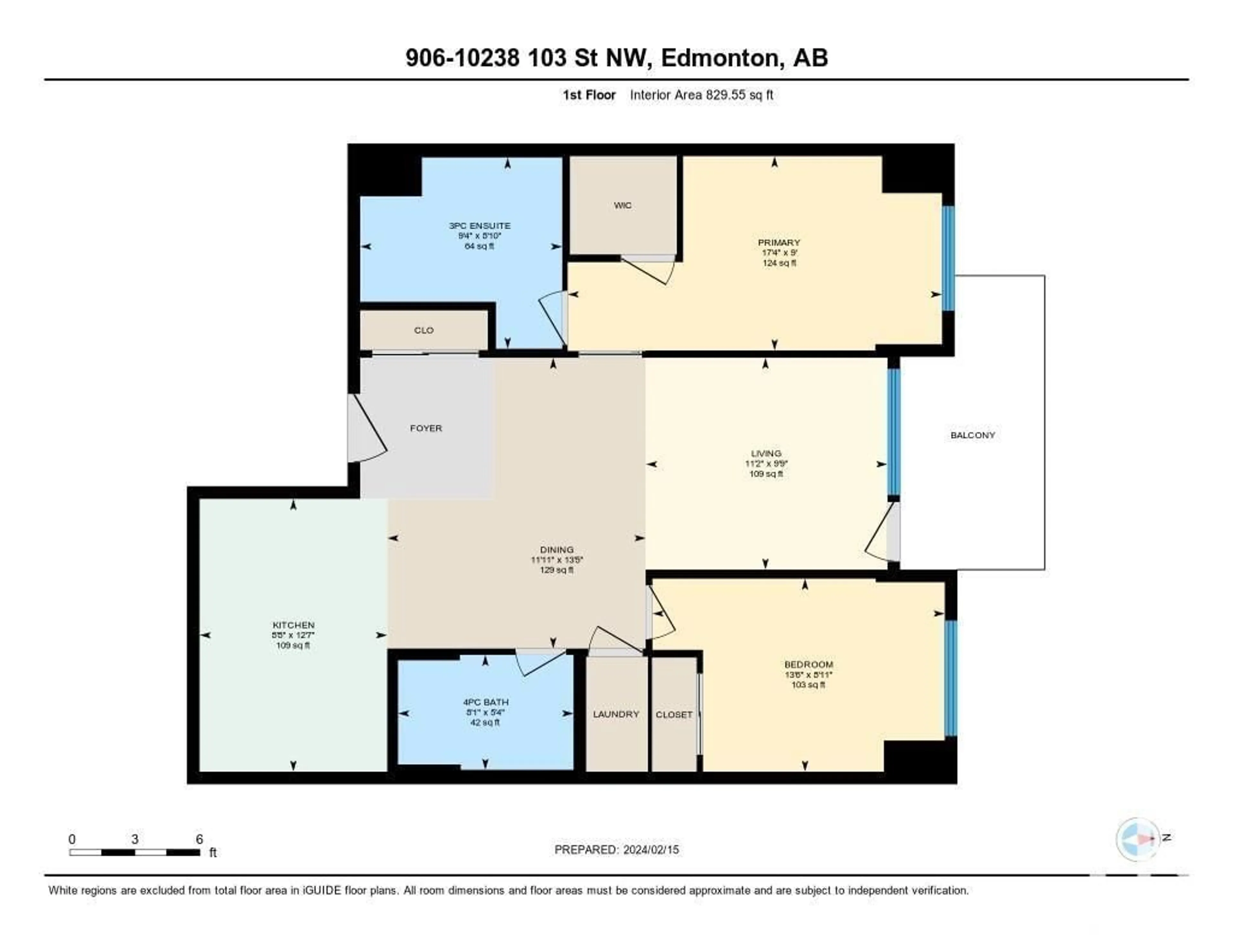 Floor plan for #906 10238 103 ST NW, Edmonton Alberta T5J4C9