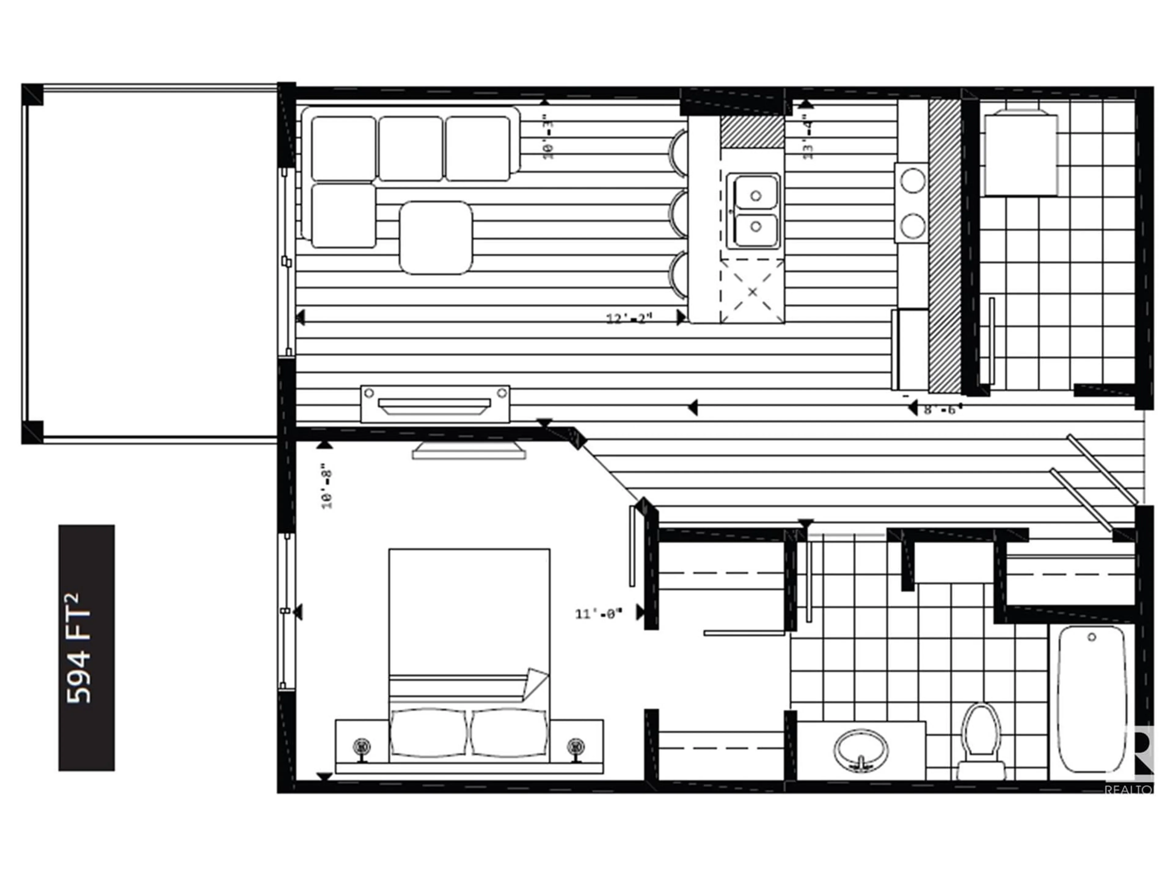 Floor plan for #218 5404 7 AV SW, Edmonton Alberta T6X2K4