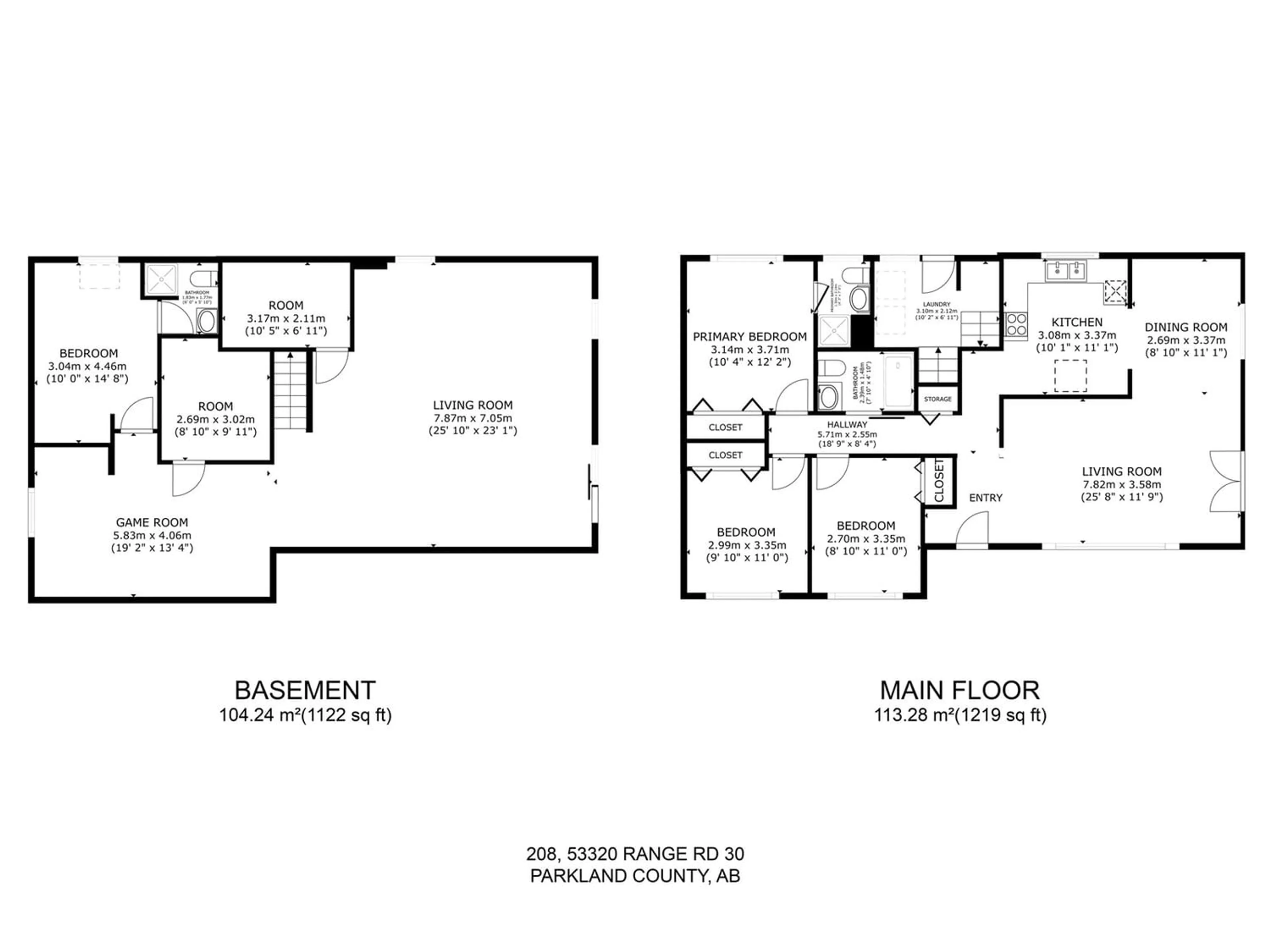 Floor plan for #208 53320 RGE RD 30, Rural Parkland County Alberta T7Y0E2