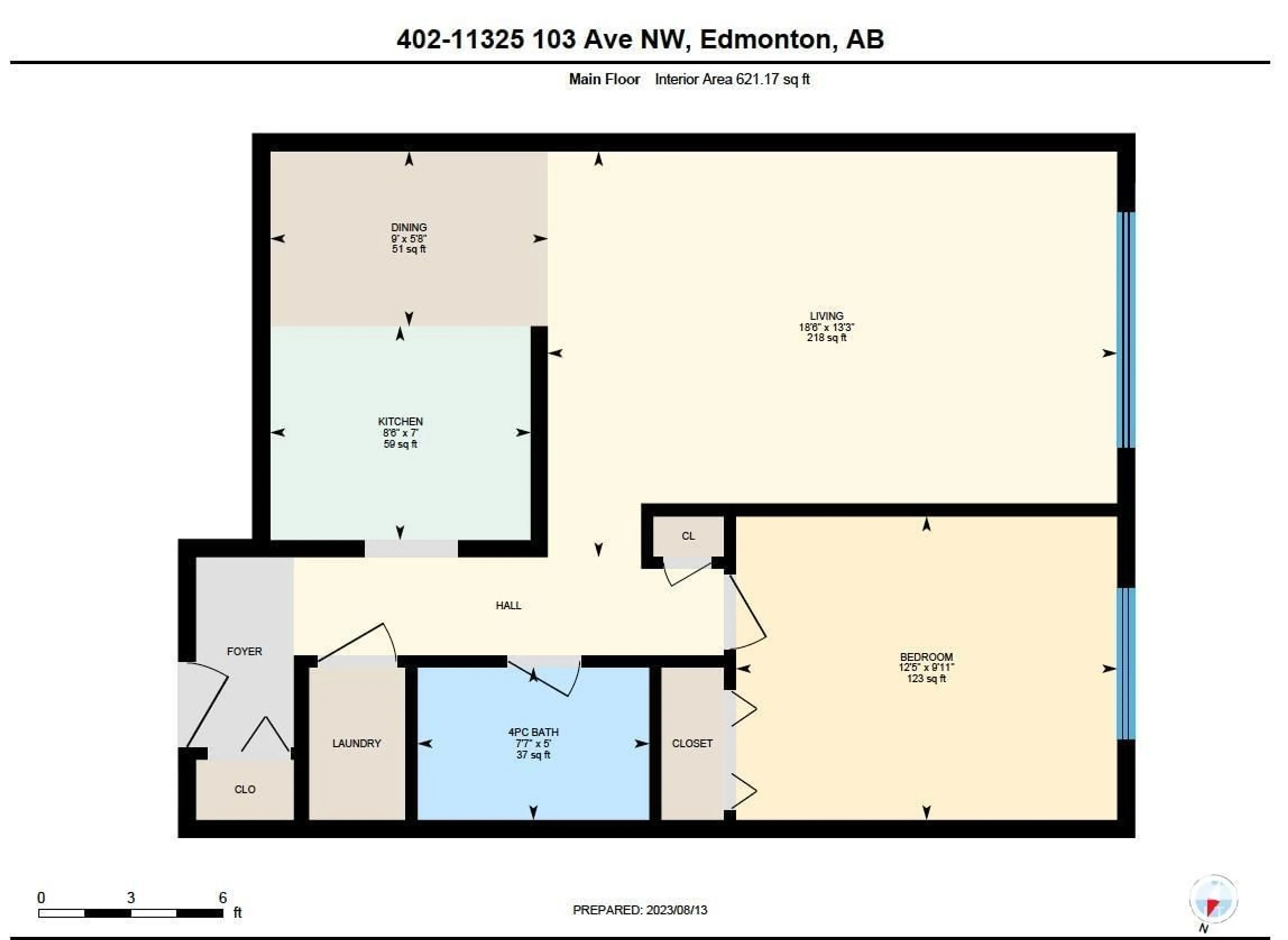 Floor plan for #402 11325 103 AV NW, Edmonton Alberta T5K0S3