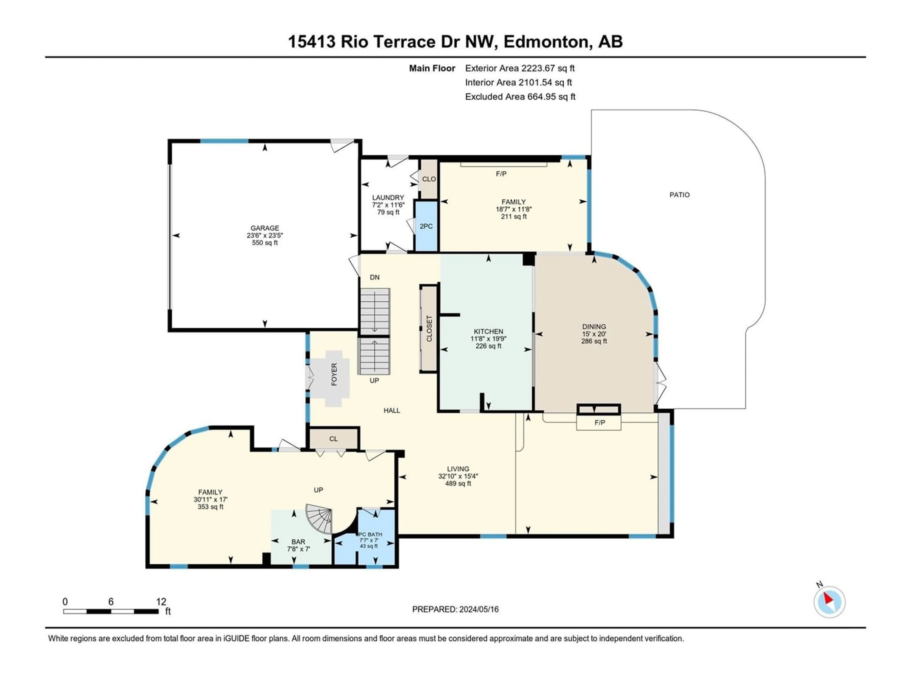 Floor plan for 15413 RIO TERRACE DR NW, Edmonton Alberta T5R3L1