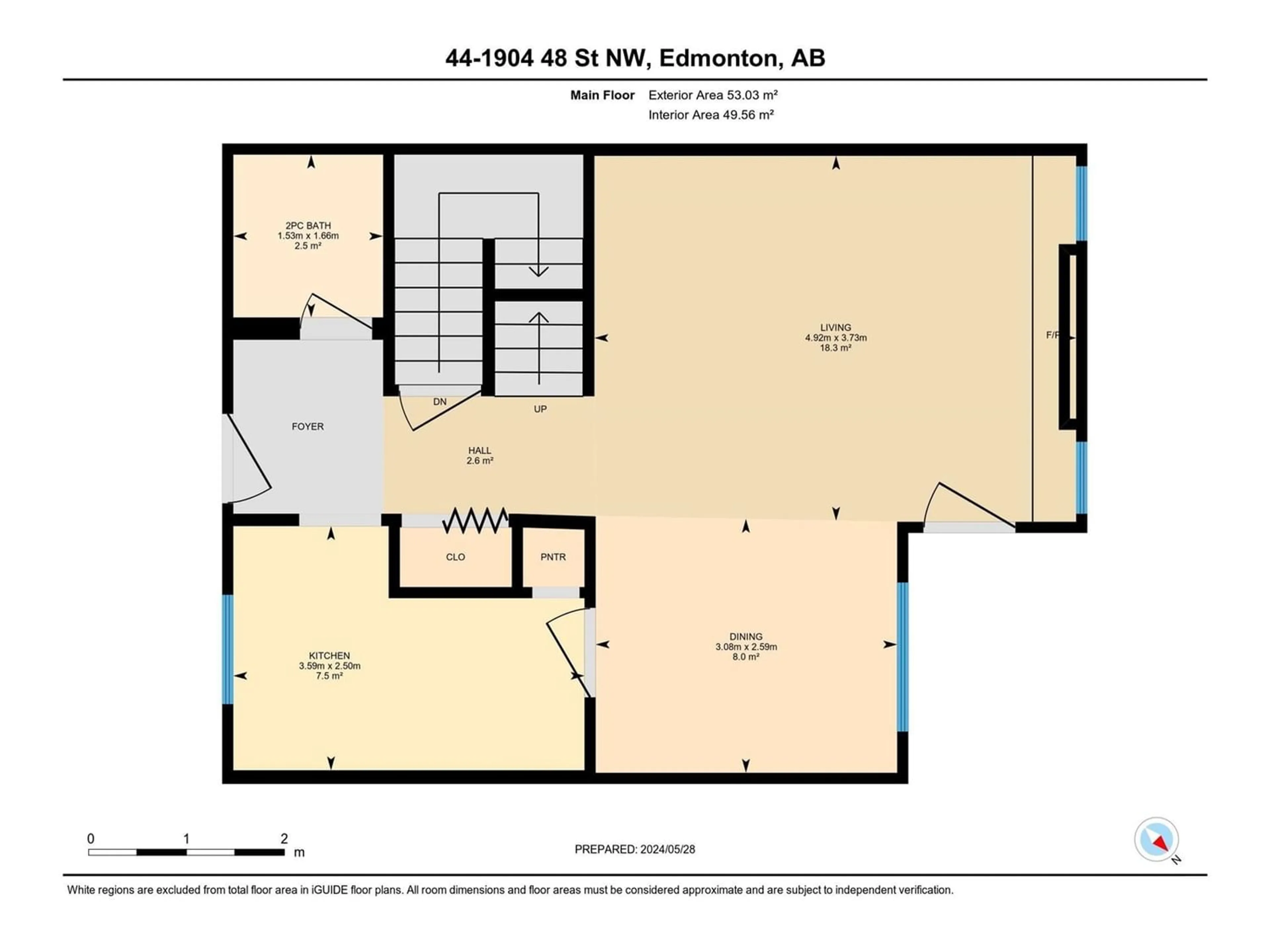 Floor plan for #44 1904 48 ST NW, Edmonton Alberta T6L5H3