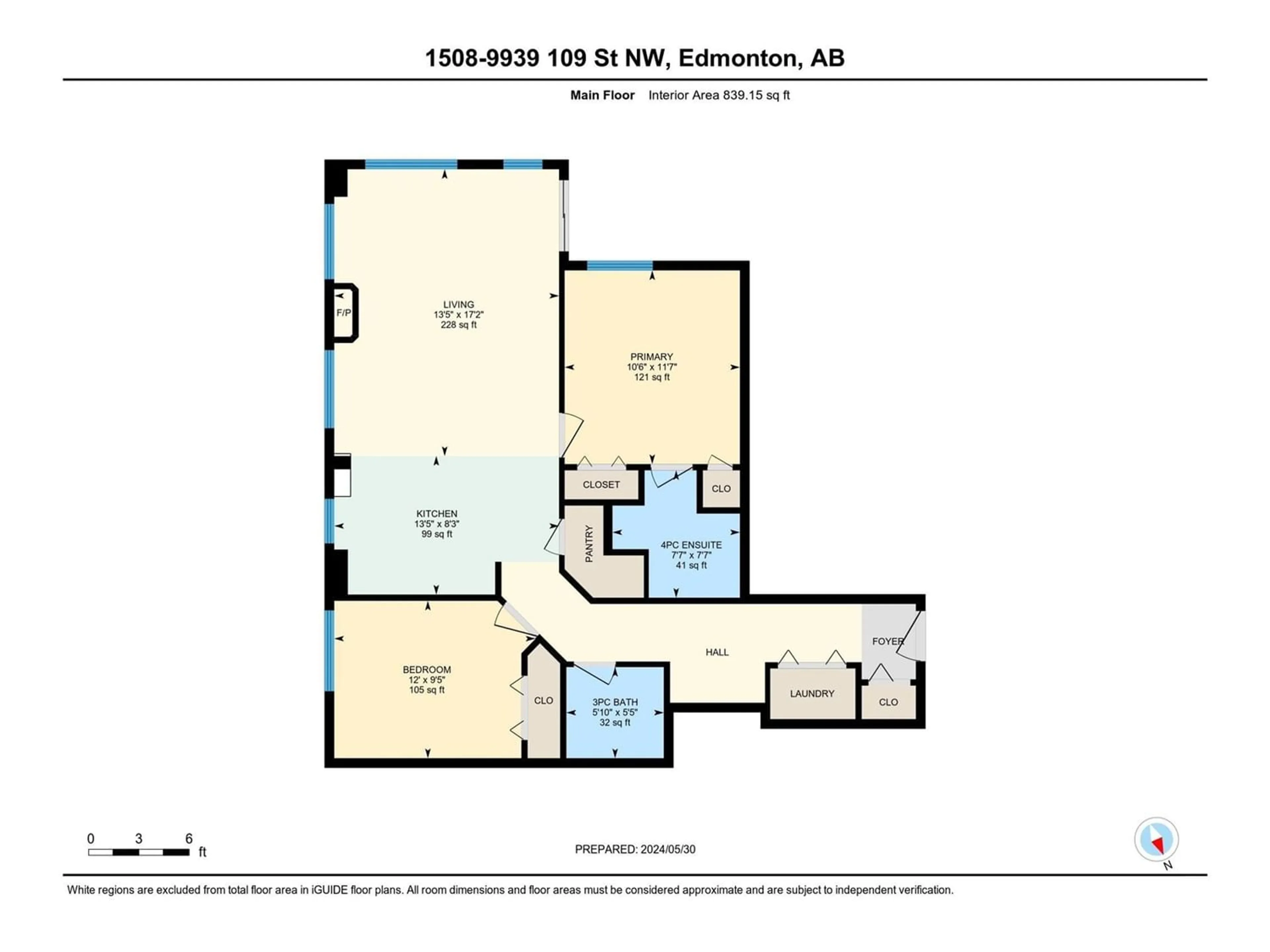 Floor plan for #1508 9939 109 ST NW, Edmonton Alberta T5K1H6