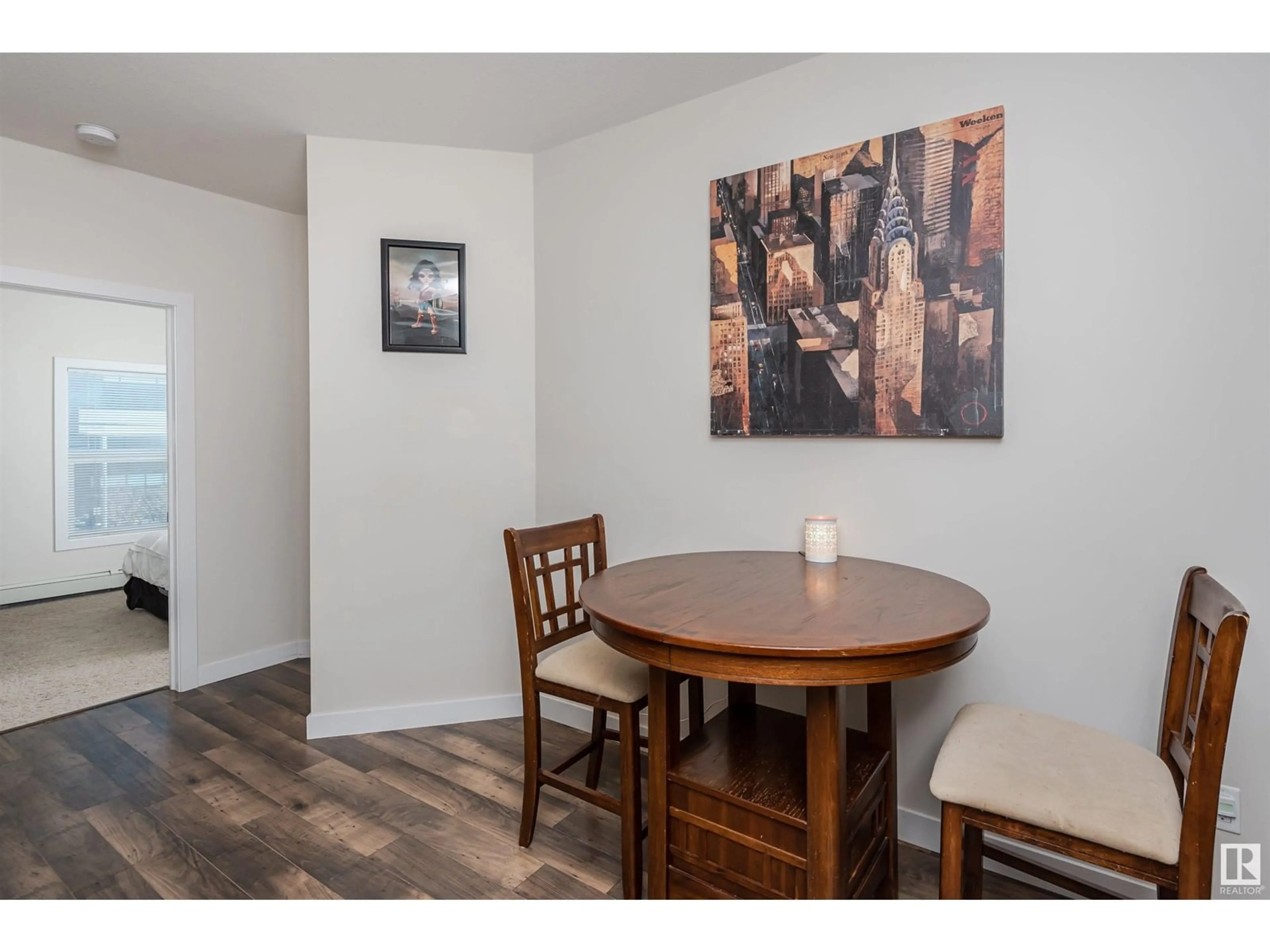 Dining room, wood floors for #205 10611 117 ST NW, Edmonton Alberta T5H0G5