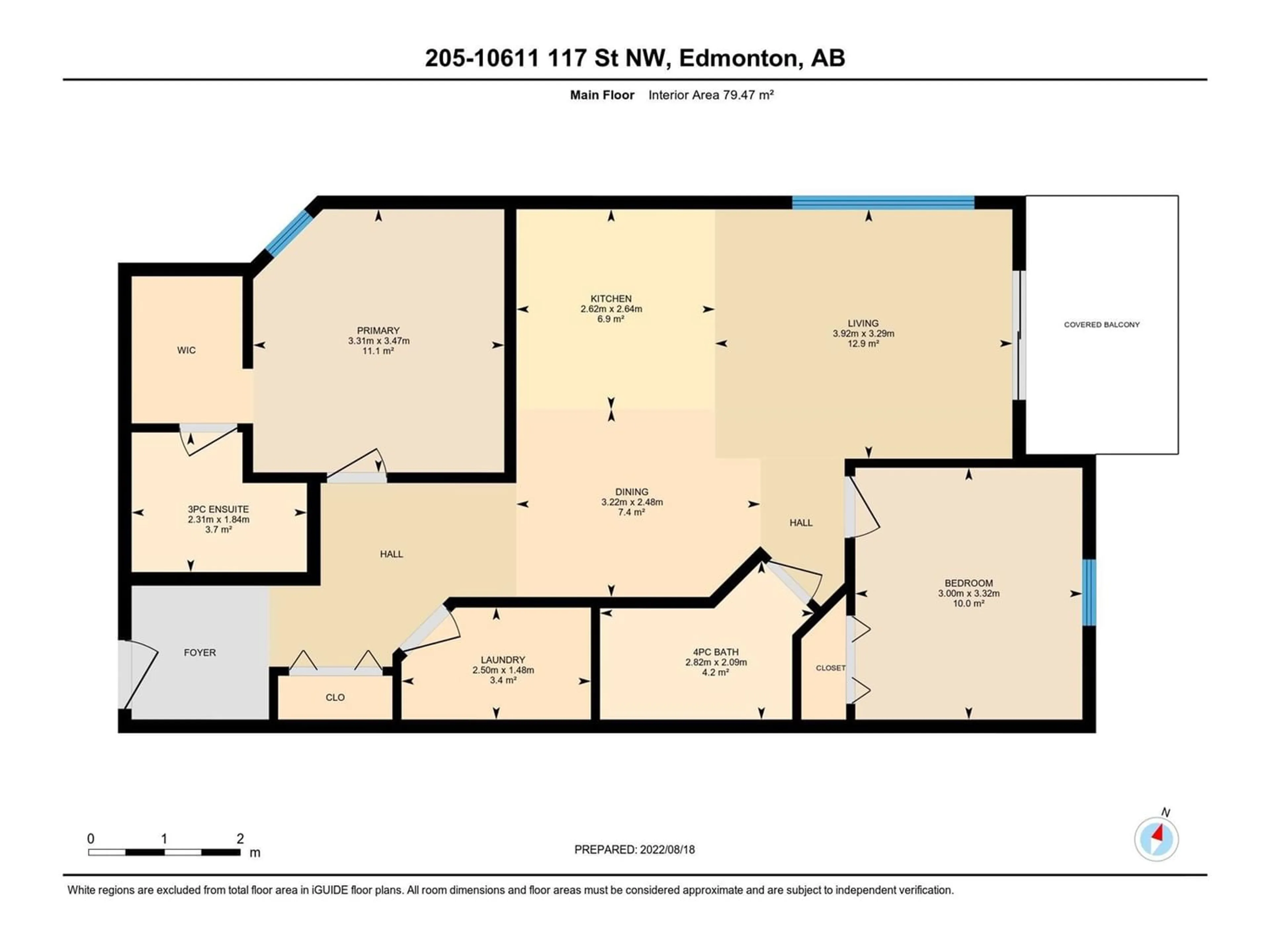 Floor plan for #205 10611 117 ST NW, Edmonton Alberta T5H0G5