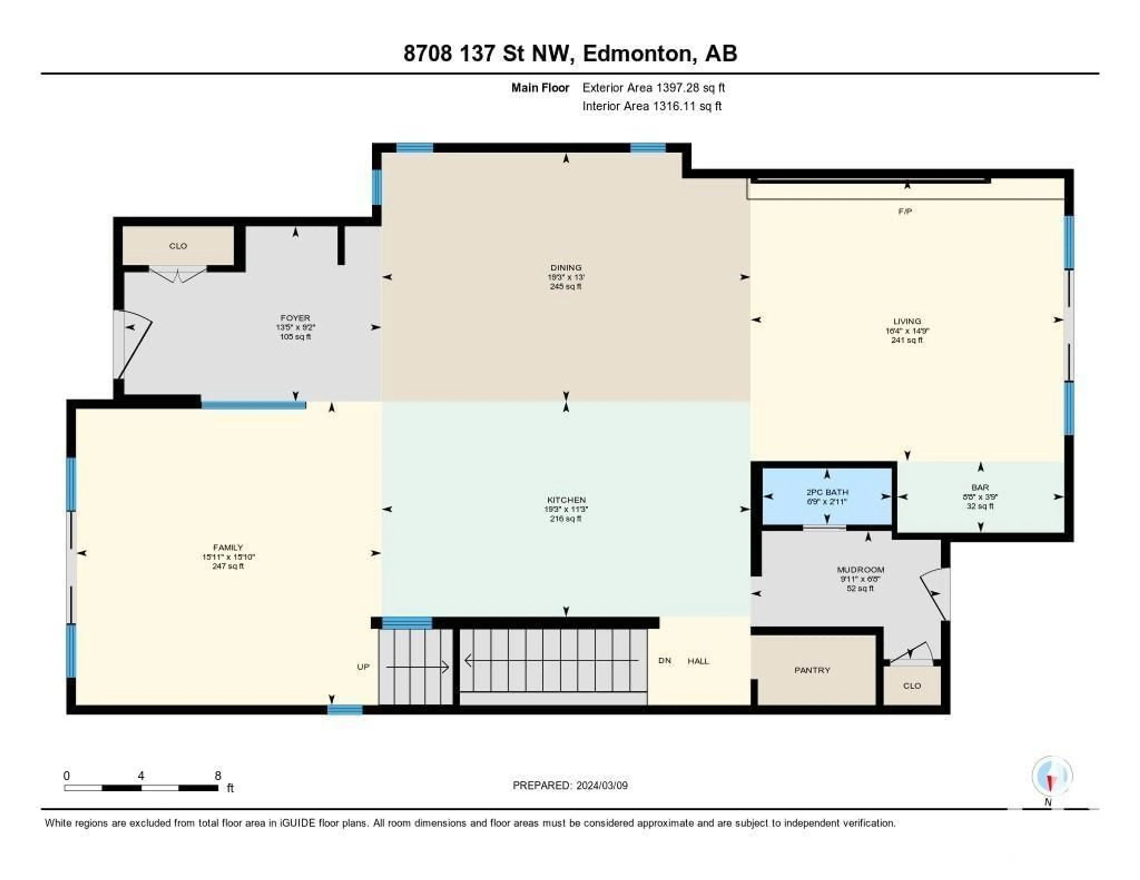 Floor plan for 8708 137 ST NW, Edmonton Alberta T5R0C7