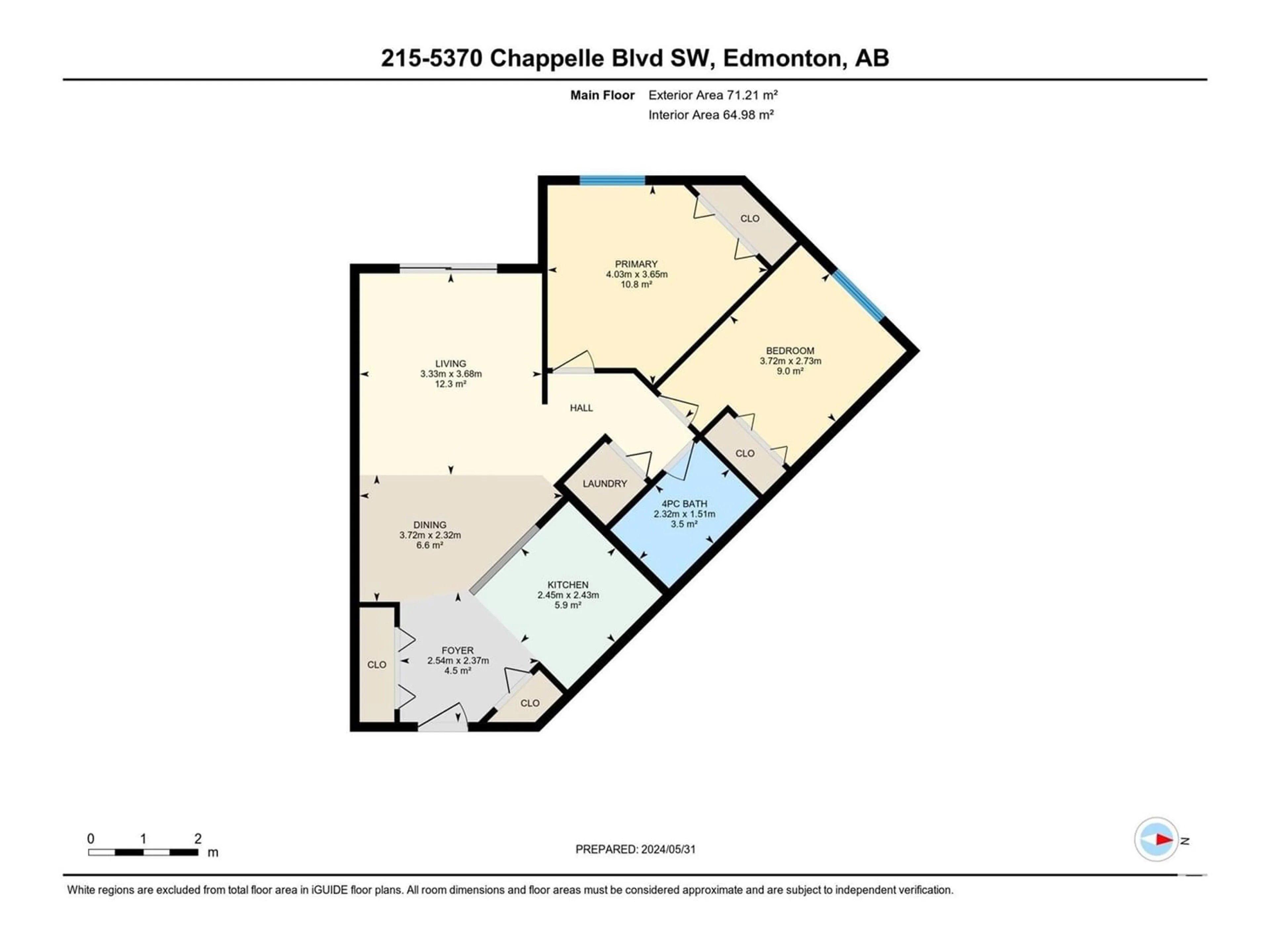 Floor plan for #215 5370 CHAPPELLE RD SW, Edmonton Alberta T6W1A7