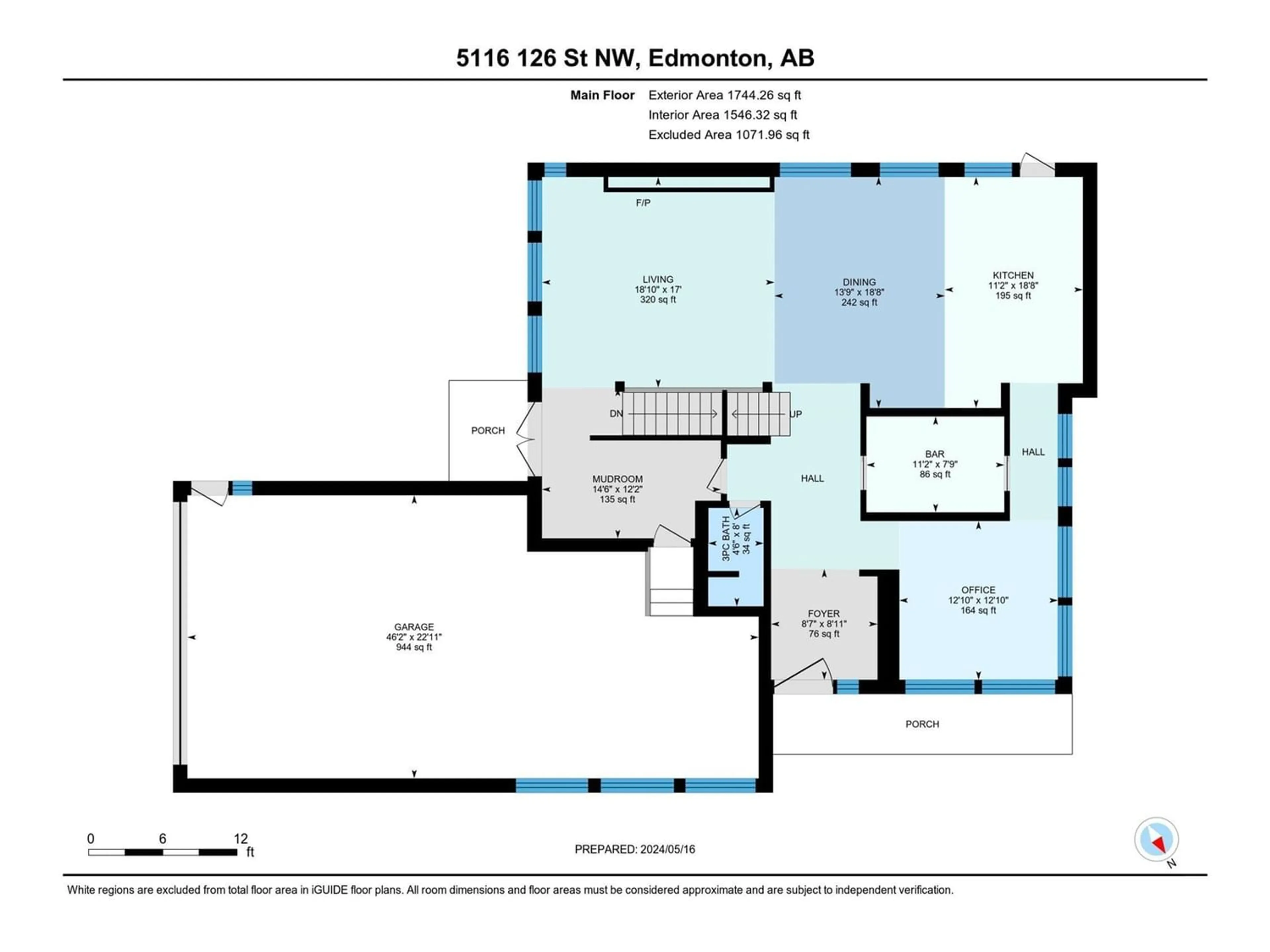 Floor plan for 5116 126 ST NW, Edmonton Alberta T6H3W2