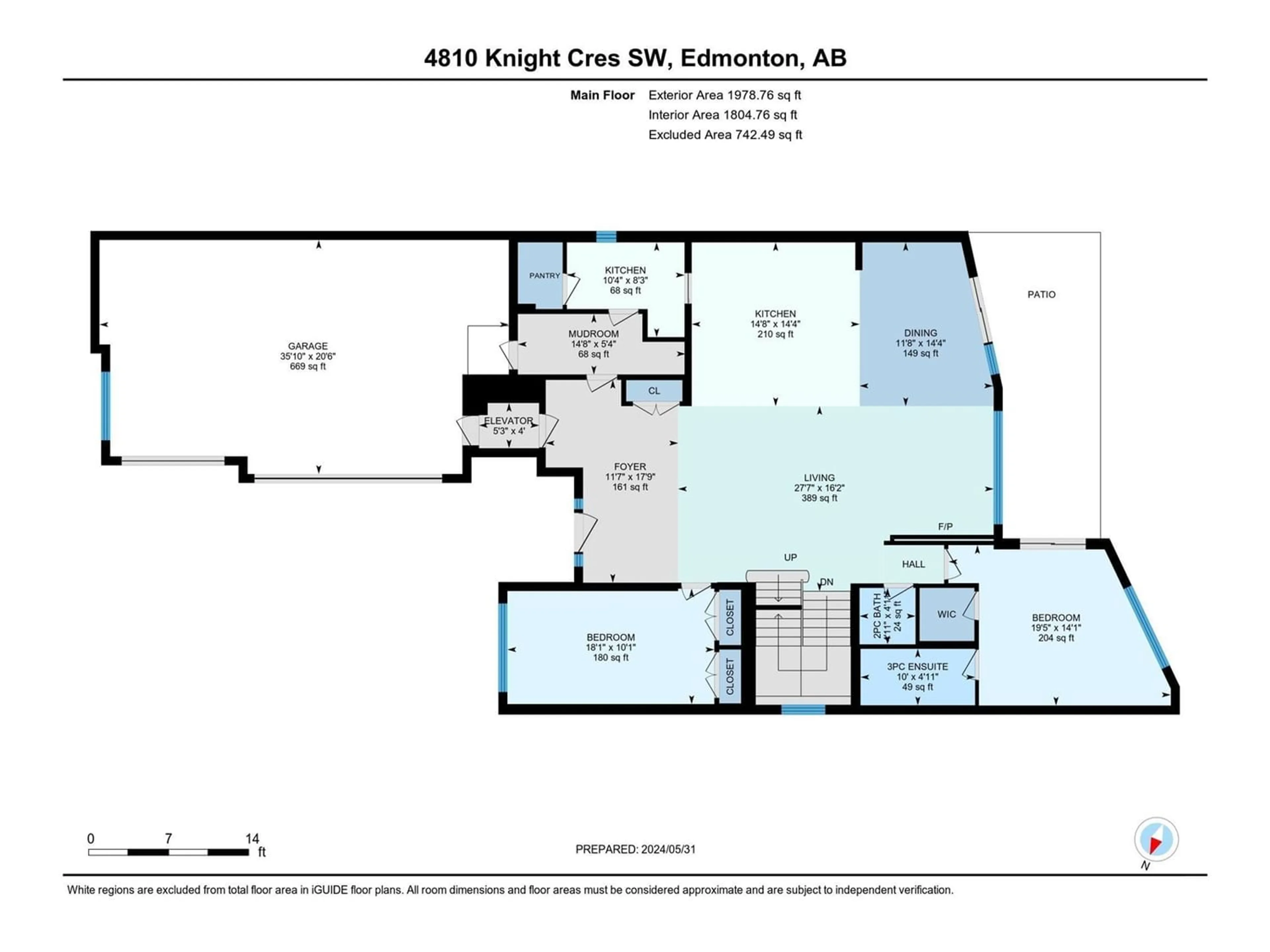 Floor plan for 4810 KNIGHT CR SW, Edmonton Alberta T6W5A2