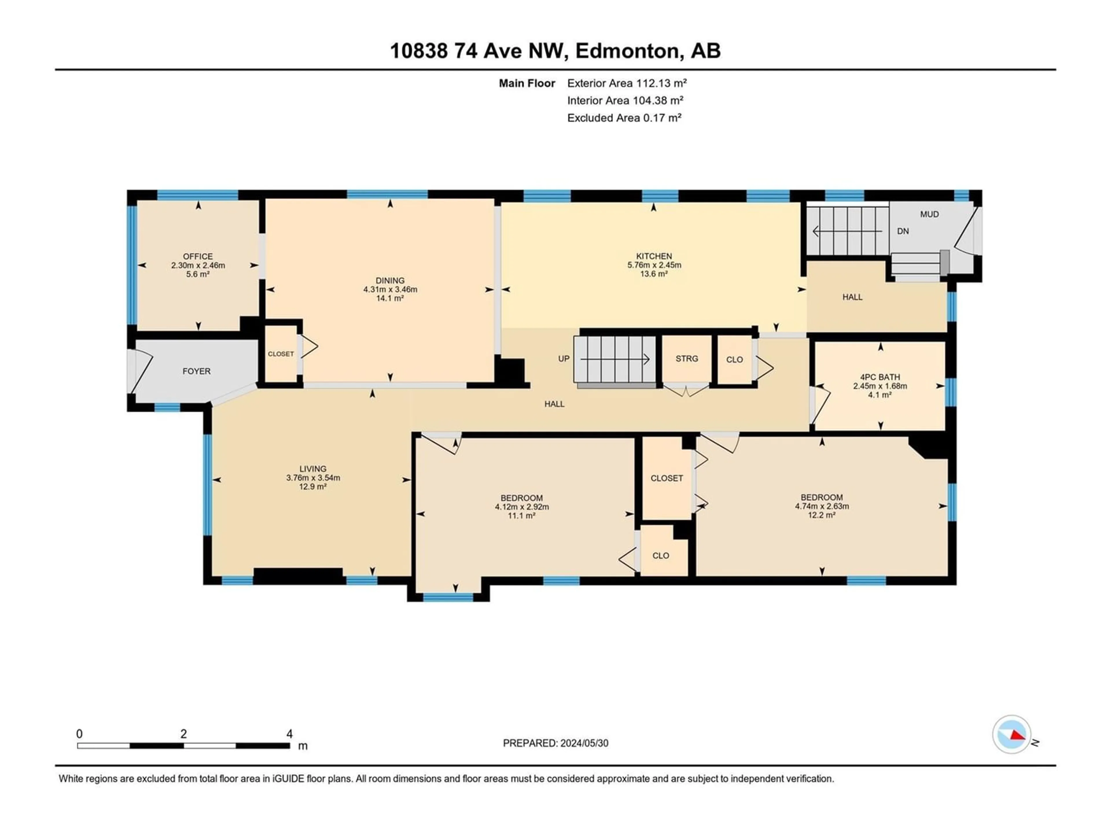 Floor plan for 10838 74 AV NW, Edmonton Alberta T6E1G9