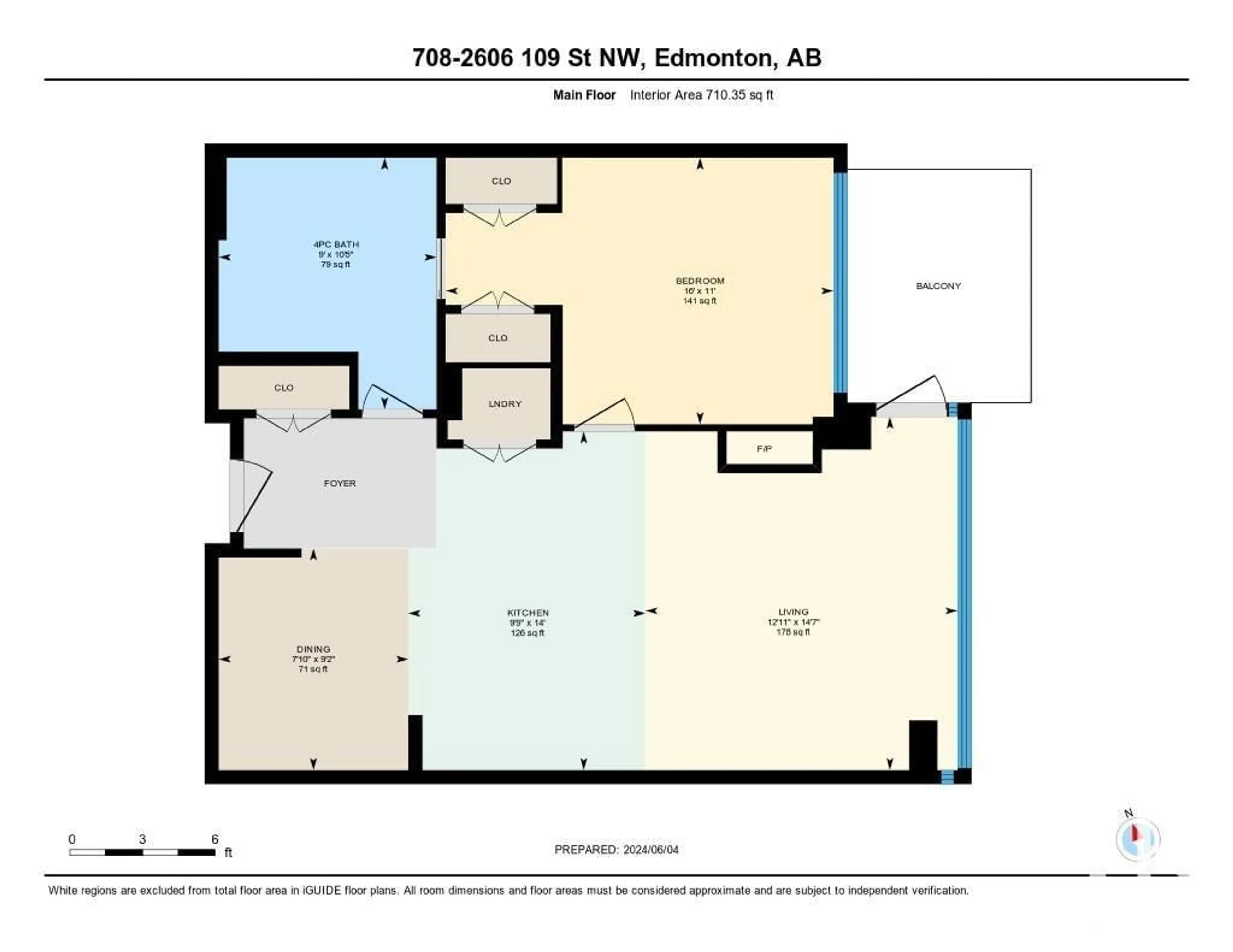 Floor plan for #708 2606 109 ST NW, Edmonton Alberta T6J3S9