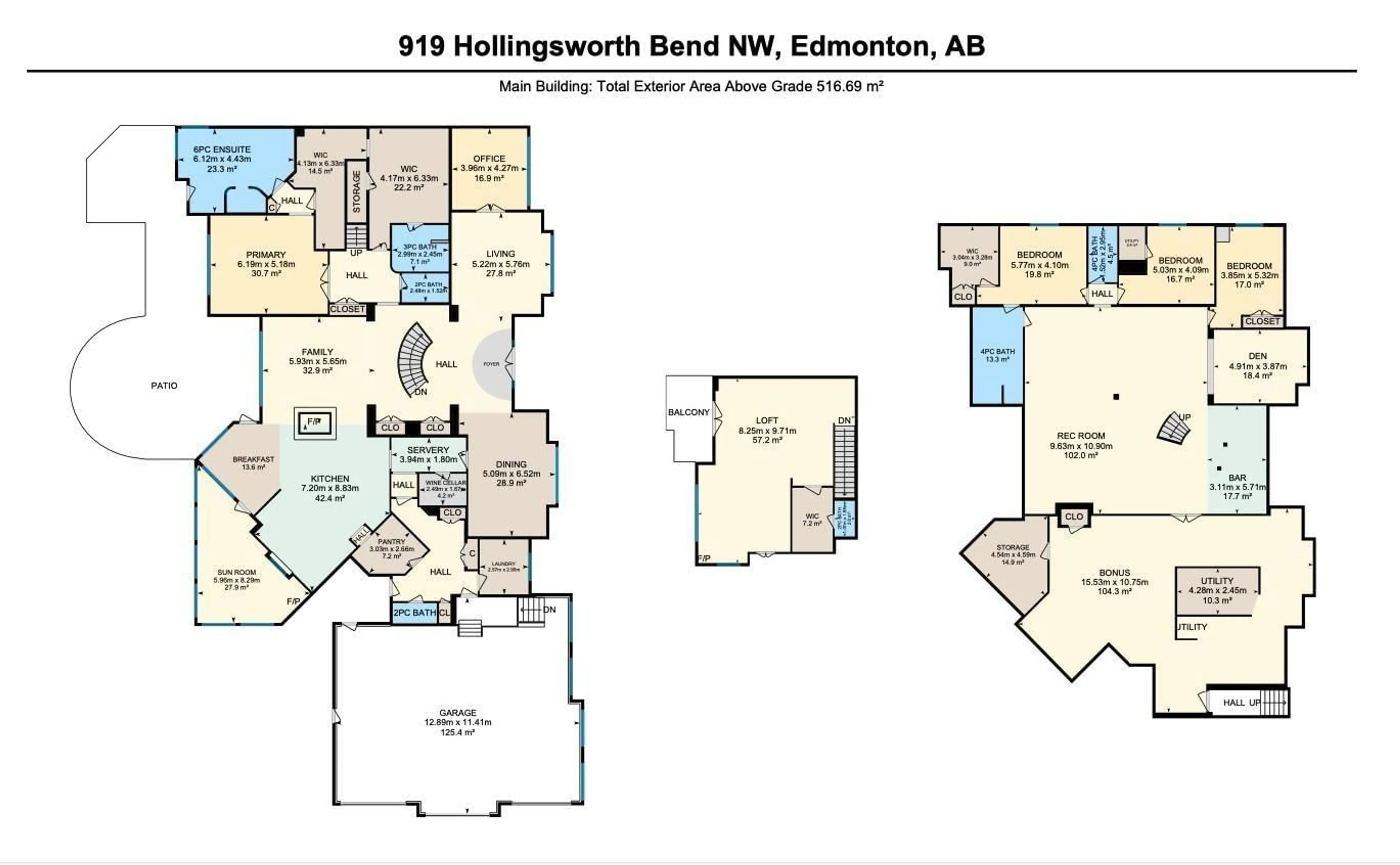 Floor plan for 919 HOLLINGSWORTH BN NW, Edmonton Alberta T6R3L3