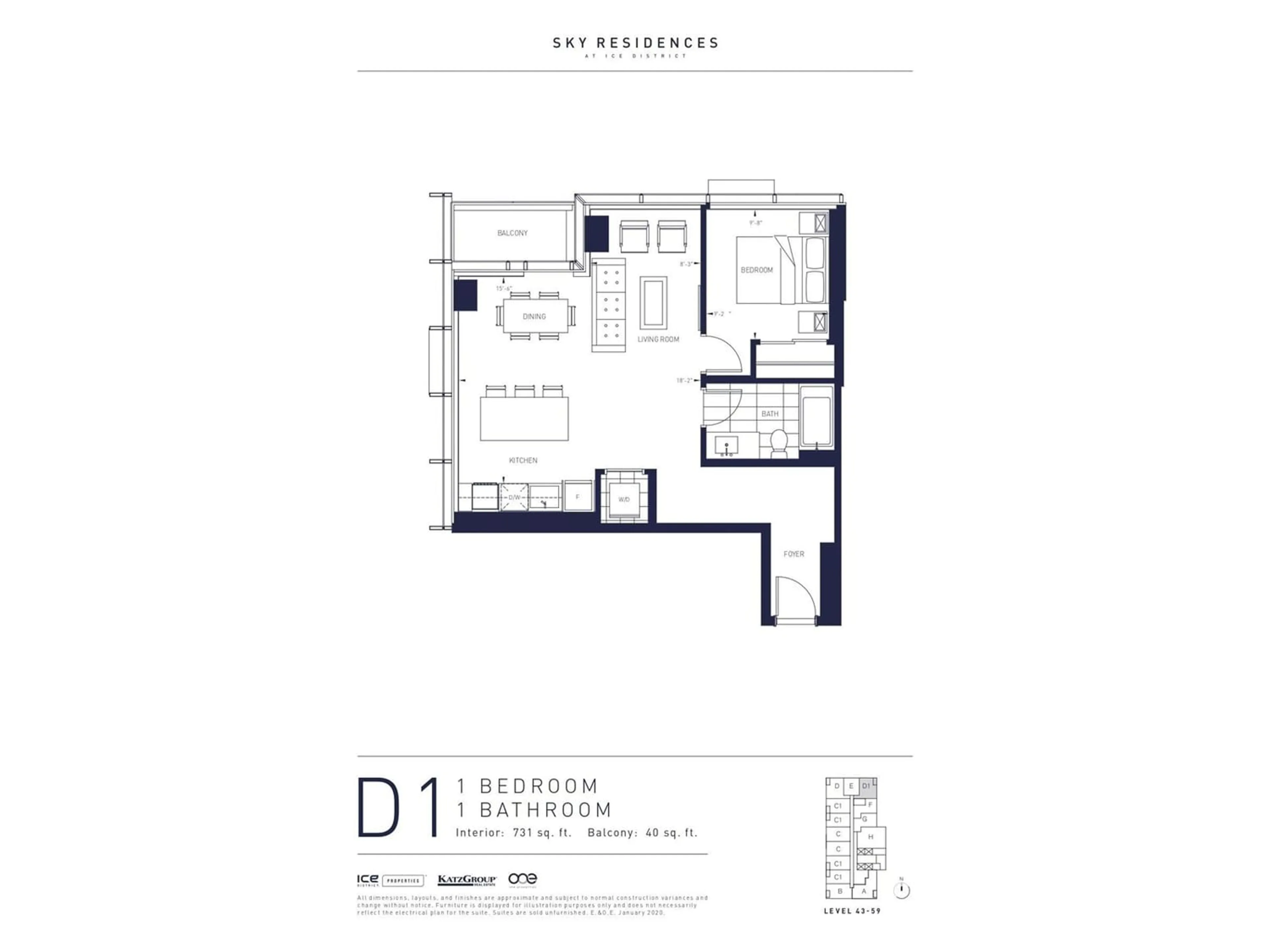 Floor plan for #4603 10310 102 ST NW, Edmonton Alberta T5J0K5