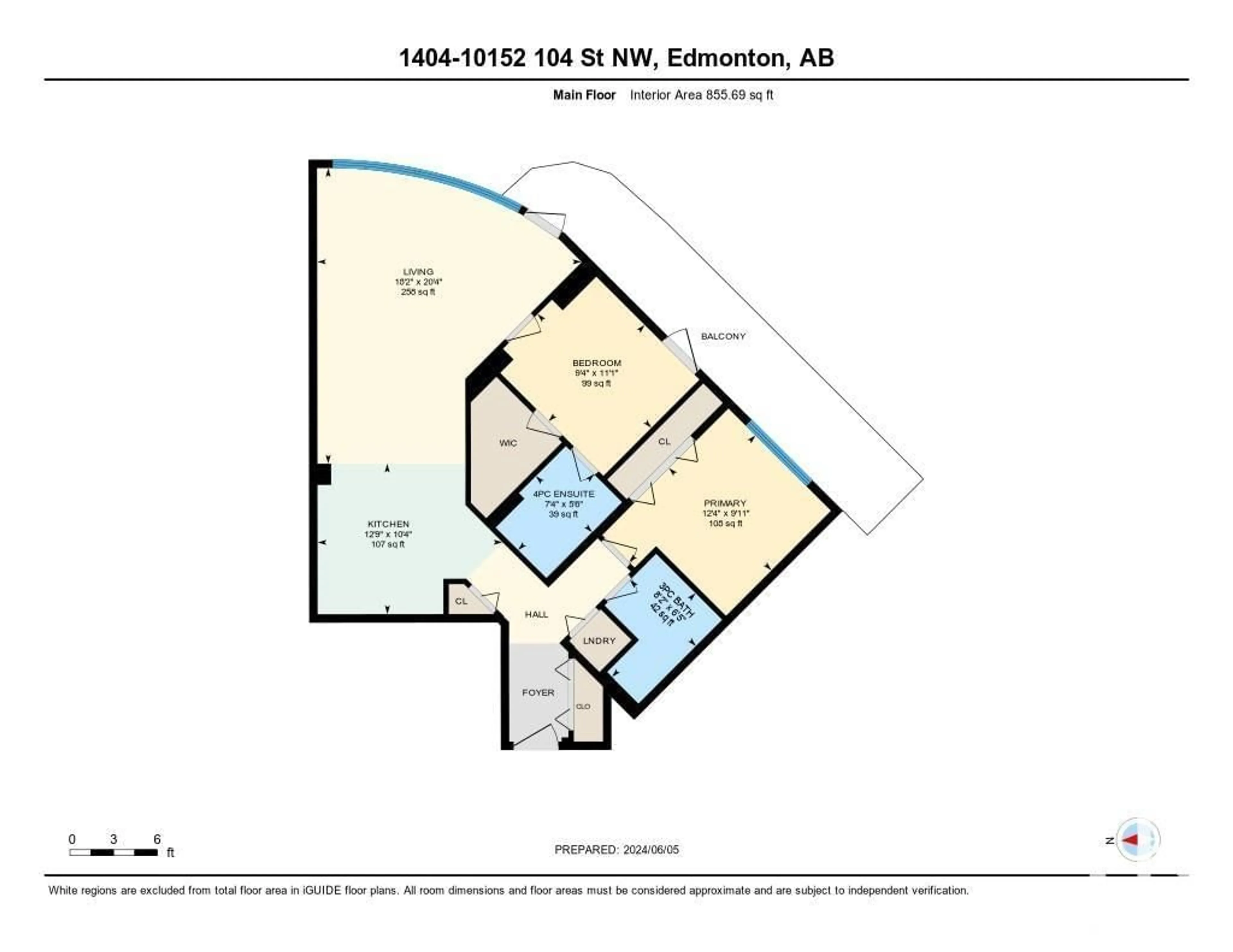 Floor plan for #1404 10152 104 ST NW, Edmonton Alberta T5J0B6